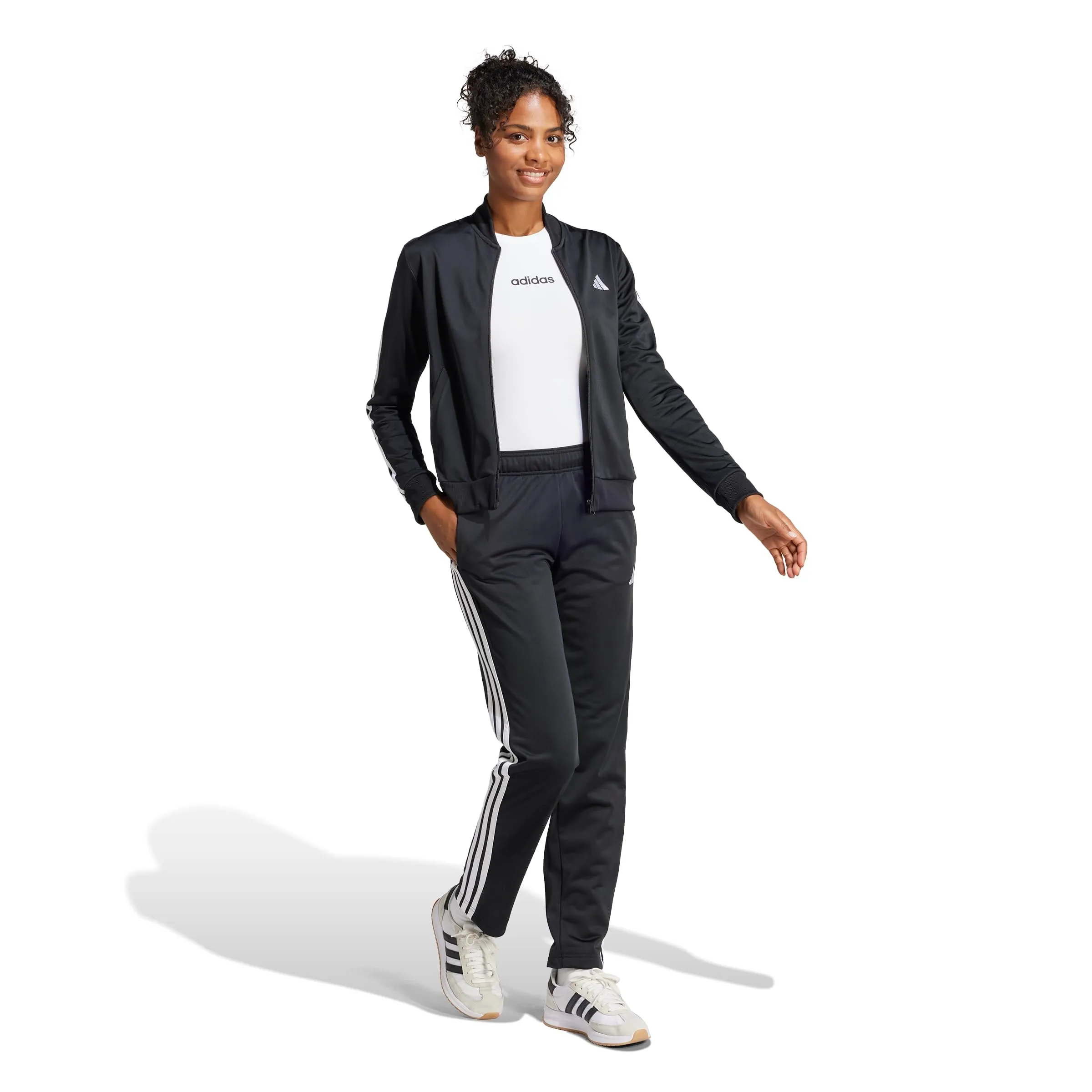 adidas Donna Essentials 3-Stripes Track Suit, Black, XL - immagine 6