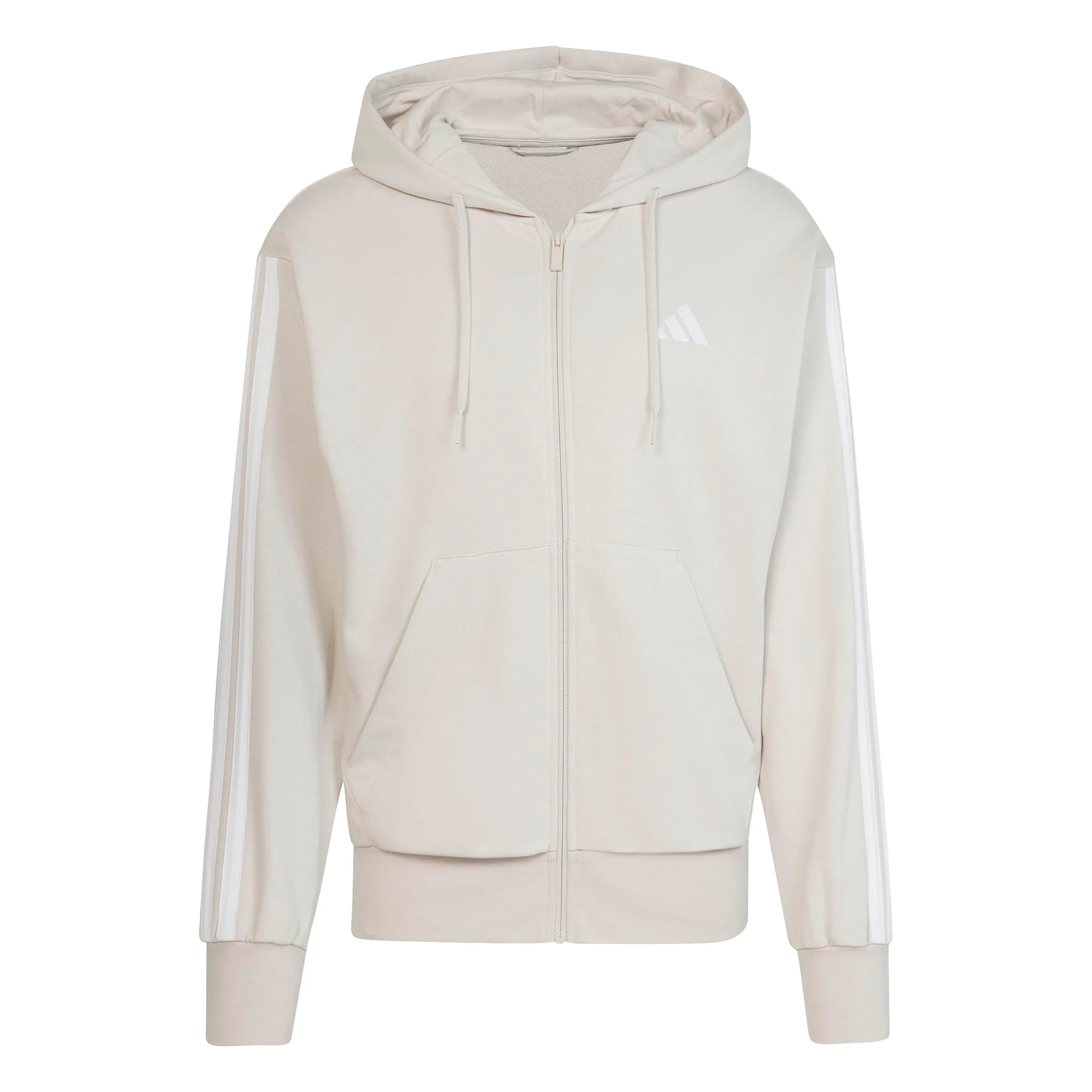 Adidas Essential Three Stripes French Terry Fullzip Hoodie, Wonder Alumina/White, XS - immagine 4
