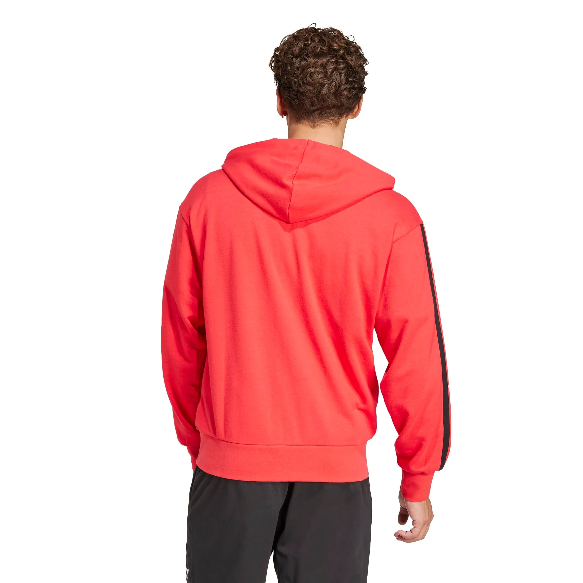 adidas Essential Three Stripes French Terry Fullzip Hoodie, Pure Ruby/Black, S - immagine 2