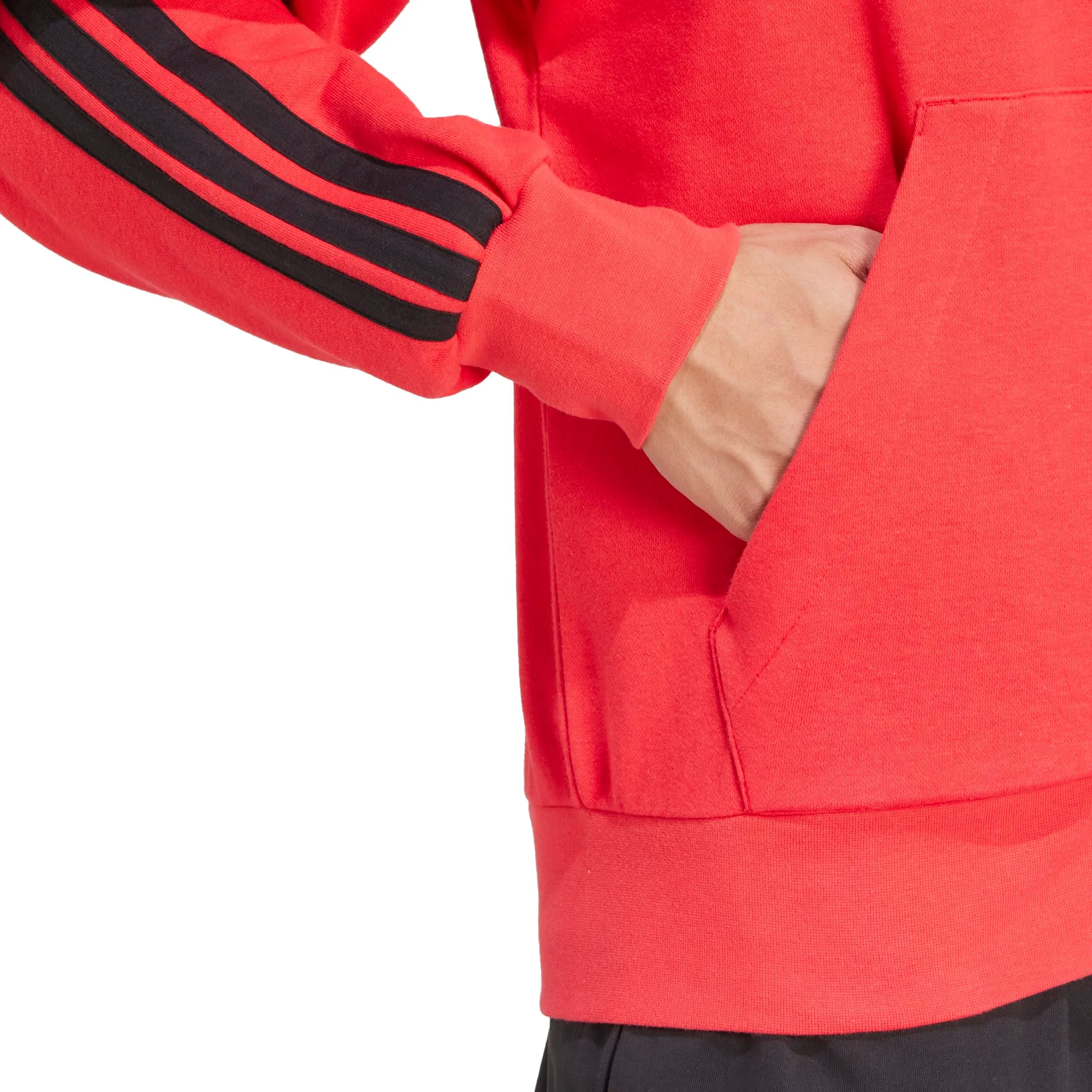 adidas Essential Three Stripes French Terry Fullzip Hoodie, Pure Ruby/Black, S - immagine 3
