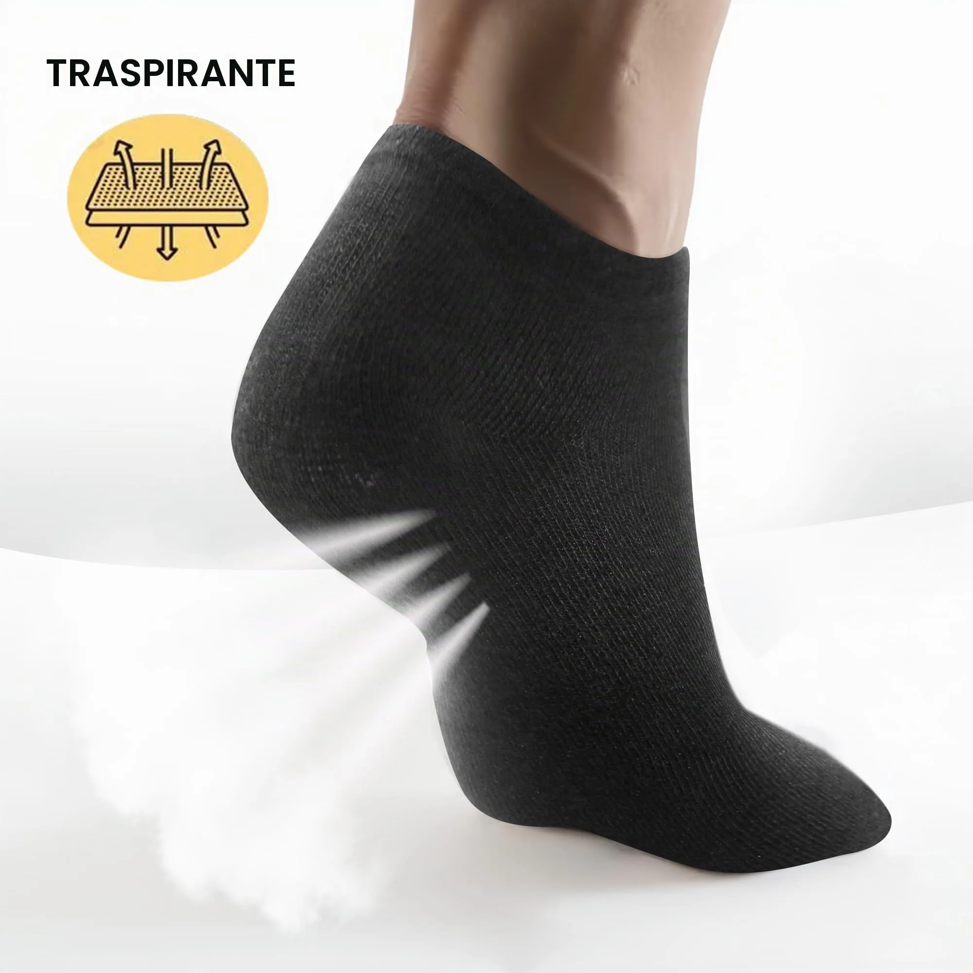 Lakpoau Calzini Corti Sportivi Unisex in Cotone, 12 Paia, 39-42, Bianchi e Neri - immagine 4
