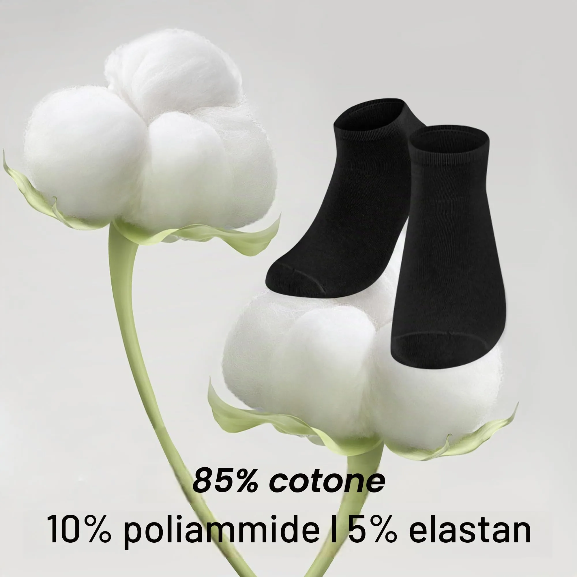Lakpoau Calzini Corti Sportivi Unisex in Cotone, 12 Paia, 39-42, Bianchi e Neri - immagine 5
