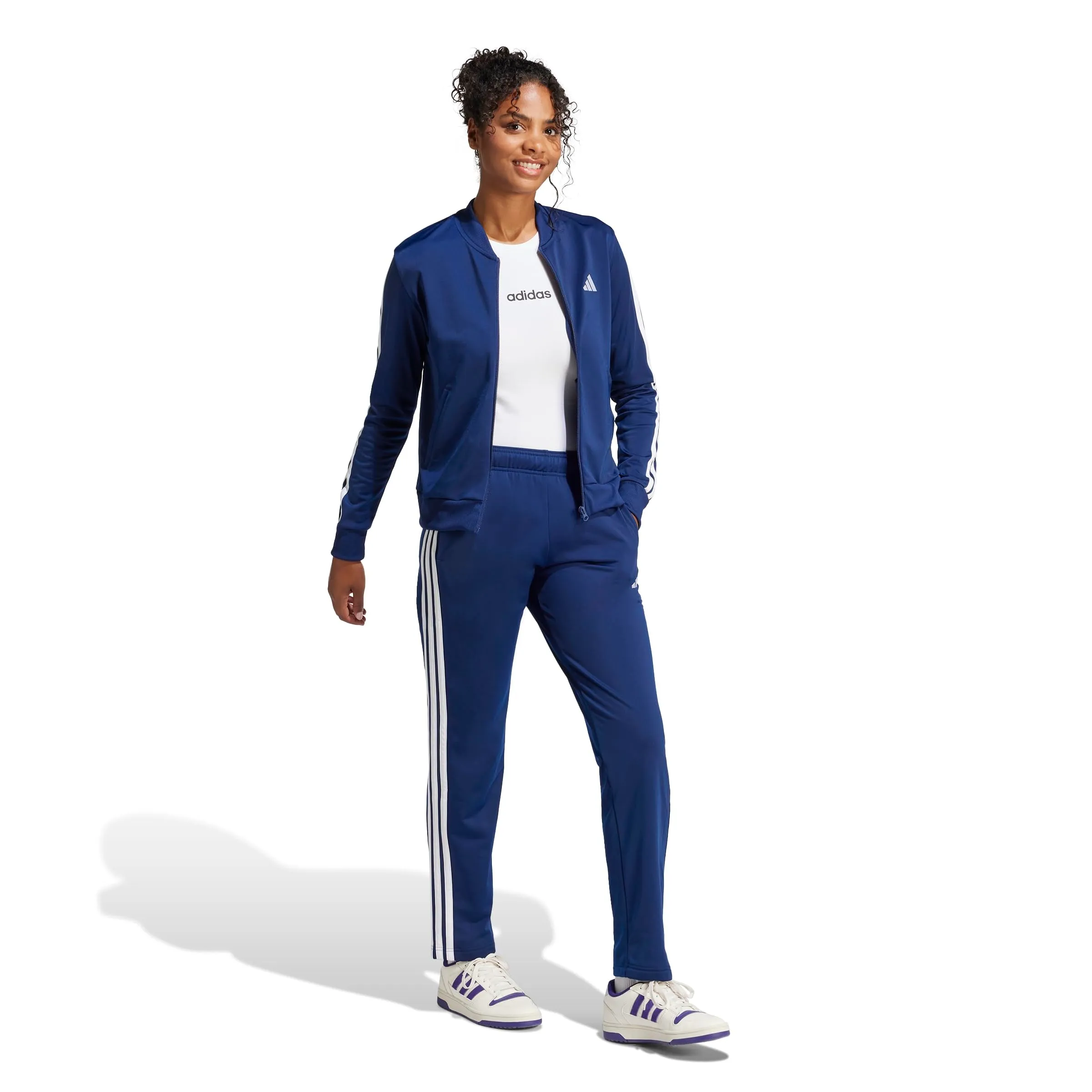 adidas Donna Essentials 3-Stripes Track Suit, Dark Blue, XXS - immagine 6