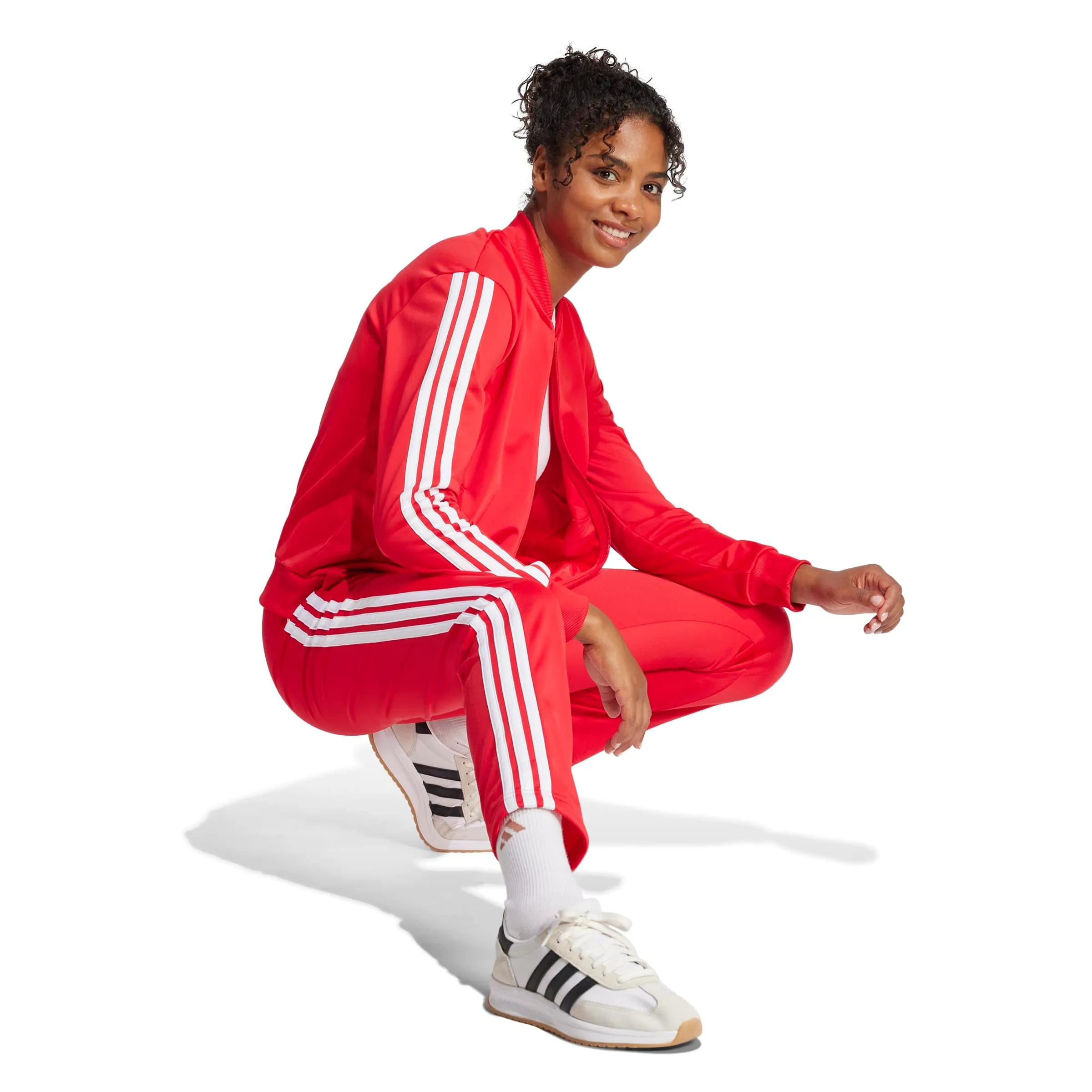 adidas Donna Essentials 3-Stripes Track Suit, Pure Ruby/White, XL - immagine 6