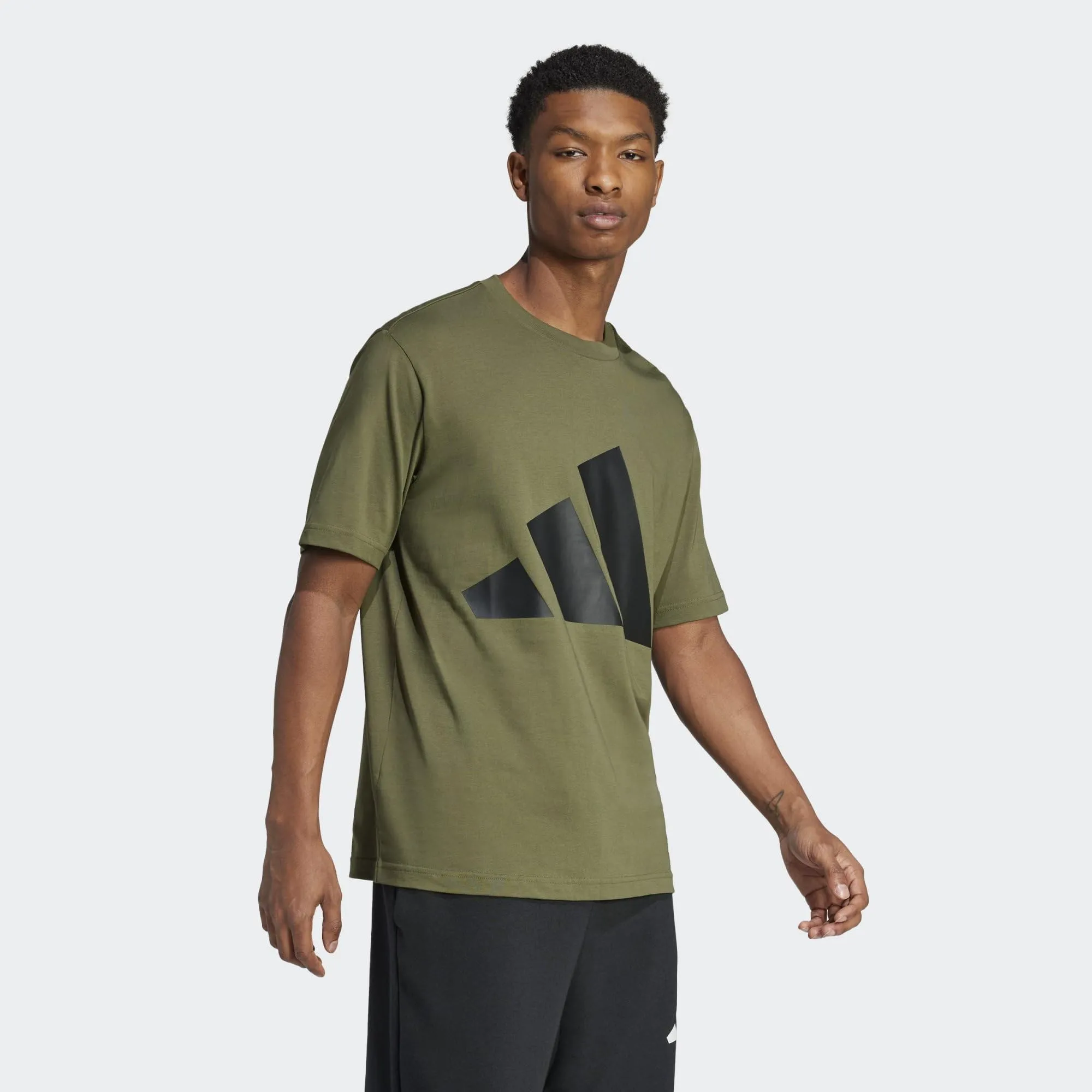 adidas Essentials Big Logo Single Jersey Shirt - Olive Strata/Black, L - immagine 6
