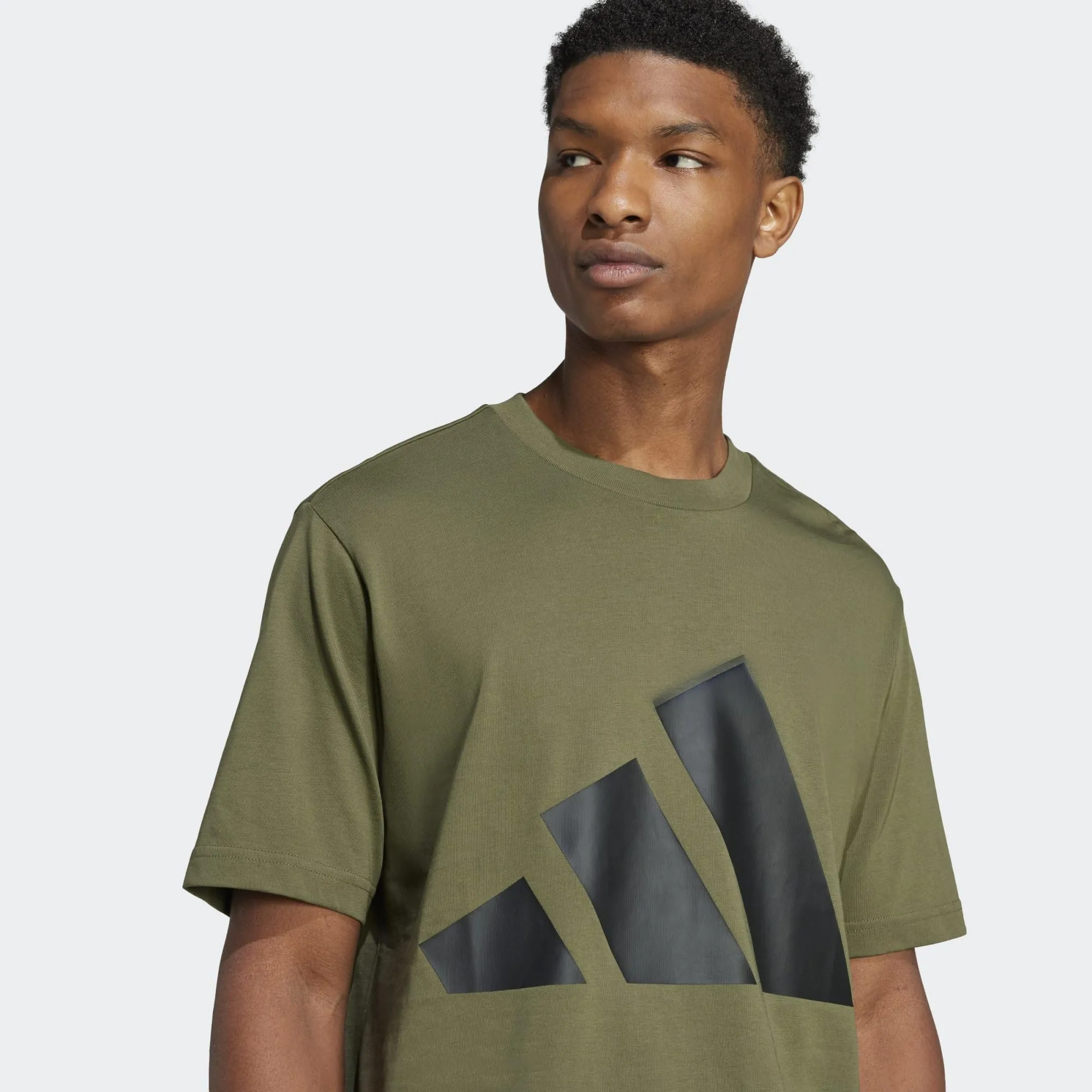 adidas Essentials Big Logo Single Jersey Shirt - Olive Strata/Black, L - immagine 7