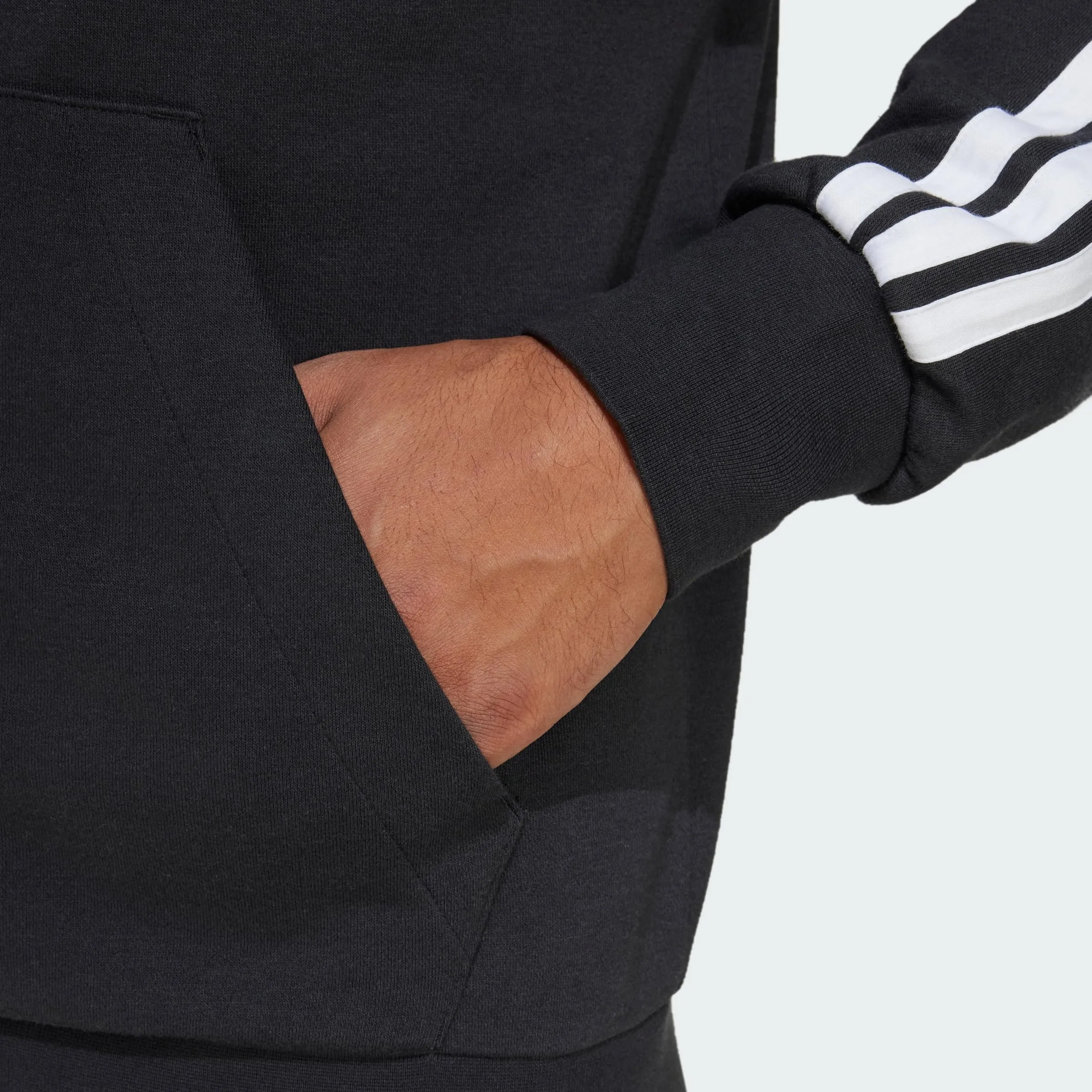 adidas Essential Three Stripes French Terry Fullzip Hoodie, Black/White, XS - immagine 4