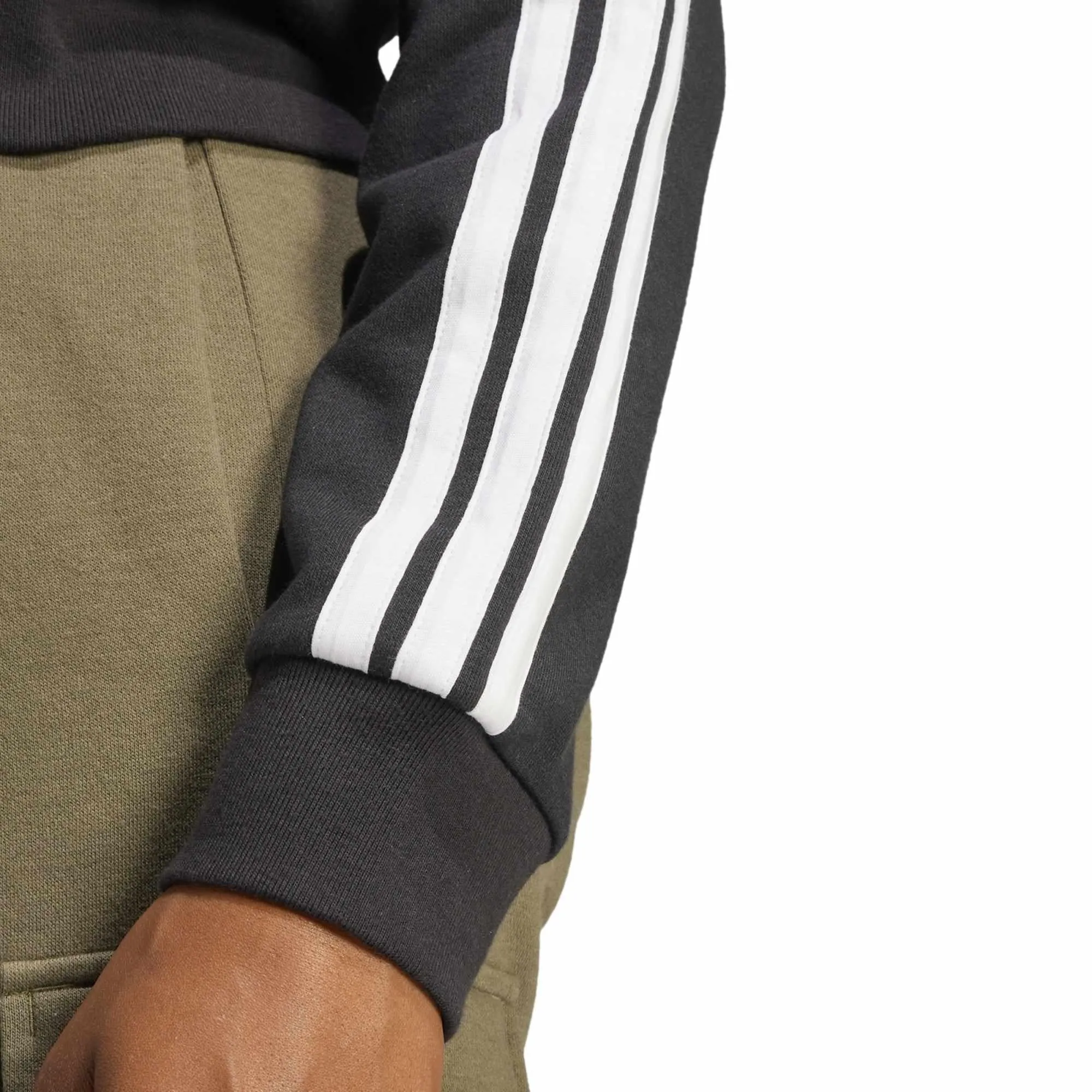 adidas Donna Essentials 3-Stripes French Terry Full Zip Hoodie Sweatshirt, Black/White, XL - immagine 6