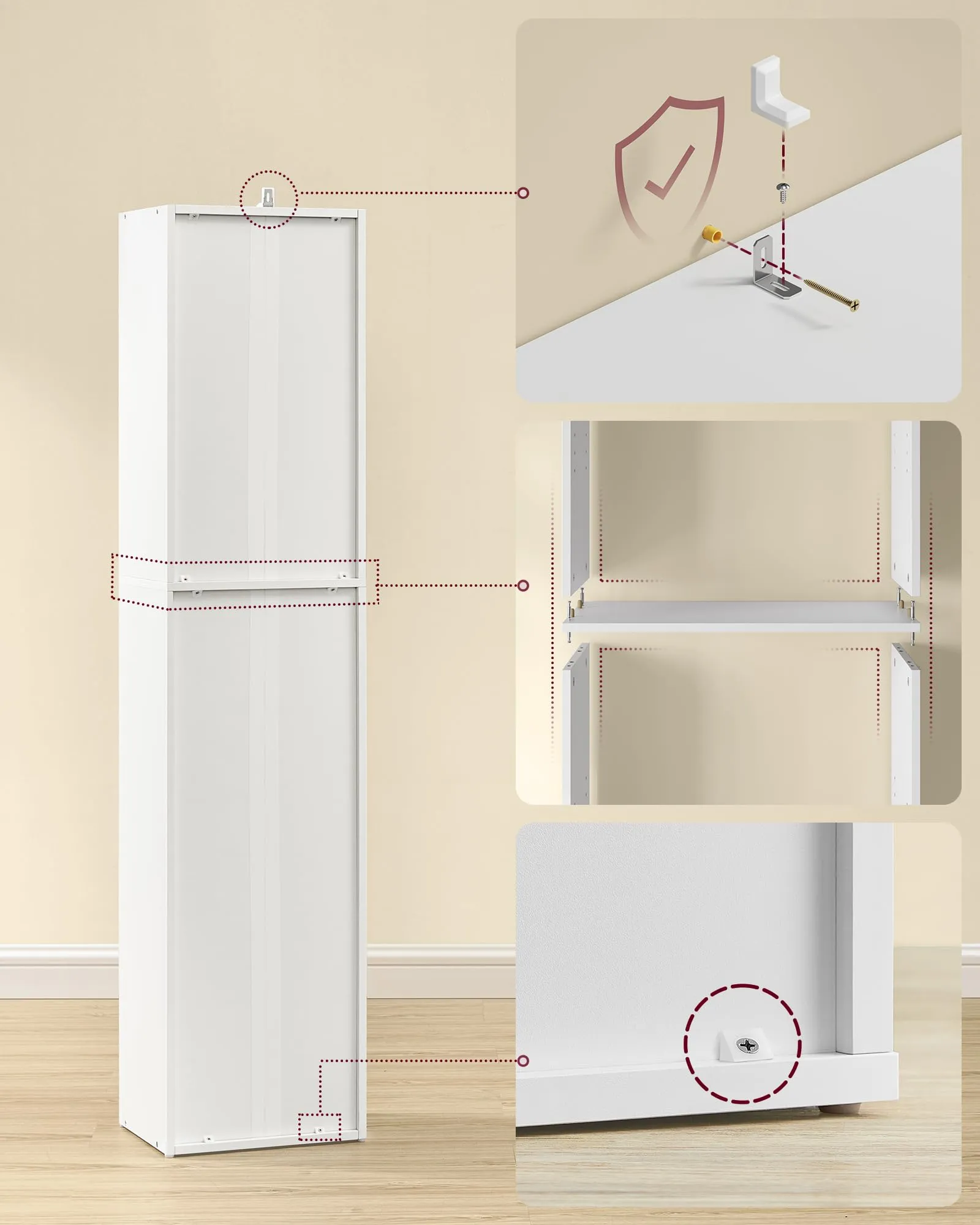 VASAGLE Custos Libreria a 5 Ripiani, 24 x 30,2 x 134,2 cm, Bianco Nuvola LBC419W01 - immagine 2