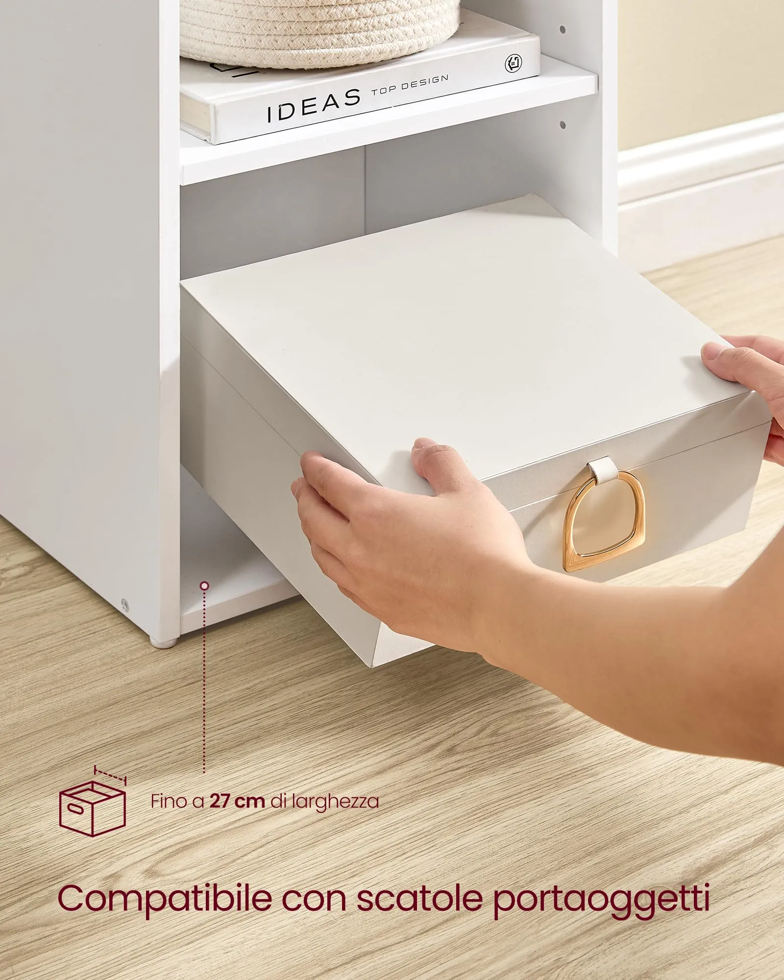 VASAGLE Custos Libreria a 5 Ripiani, 24 x 30,2 x 134,2 cm, Bianco Nuvola LBC419W01 - immagine 5