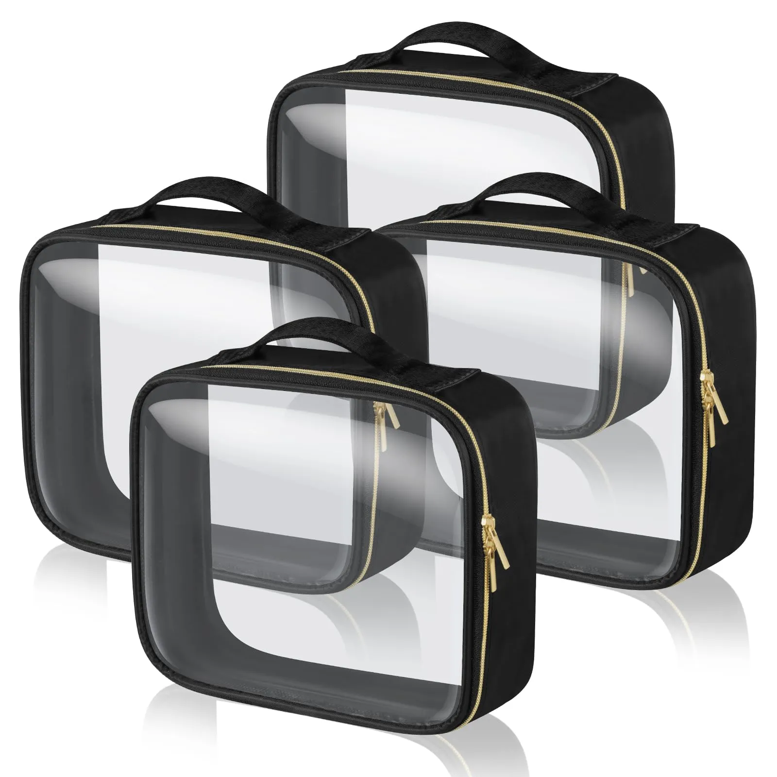 Aucuu Beauty Case da Viaggio Trasparente, 4 Pezzi Borse da Toilette Impermeabili in PVC - immagine 1