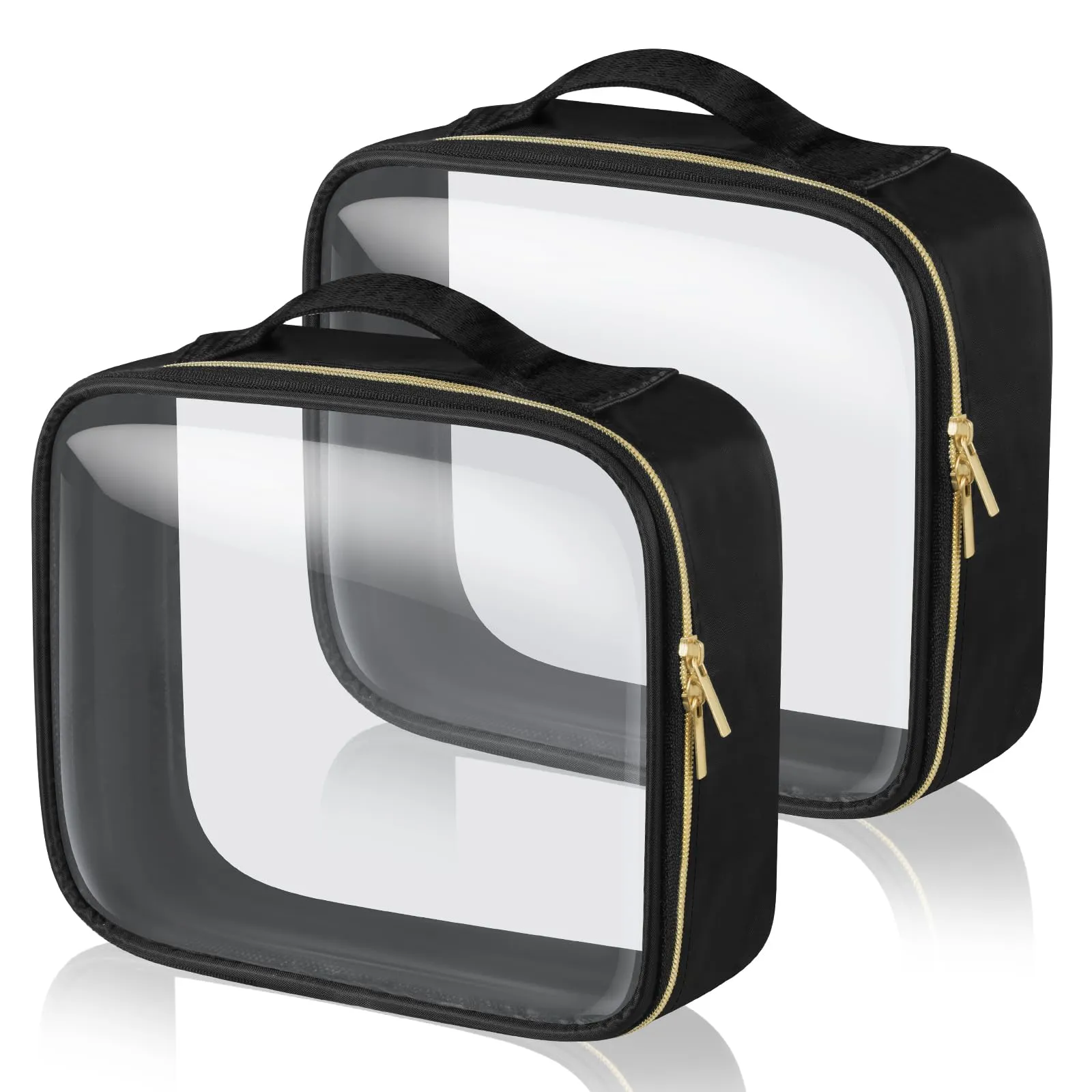 Aucuu Beauty Case Trasparente, Borsa Cosmetici Impermeabile da Viaggio, 2 Pezzi - immagine 1