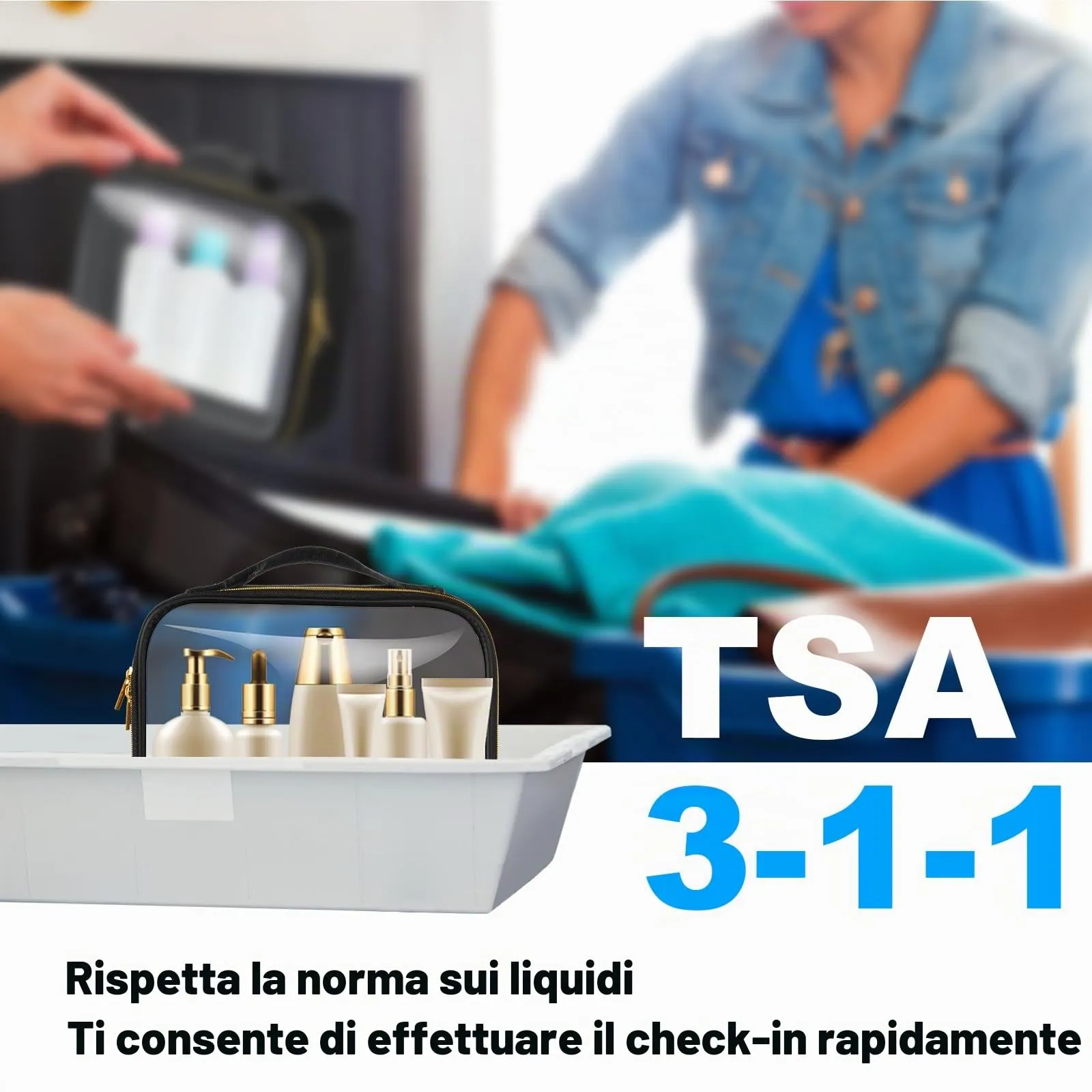 Aucuu Beauty Case Trasparente, Borsa Cosmetici Impermeabile da Viaggio, 2 Pezzi - immagine 5