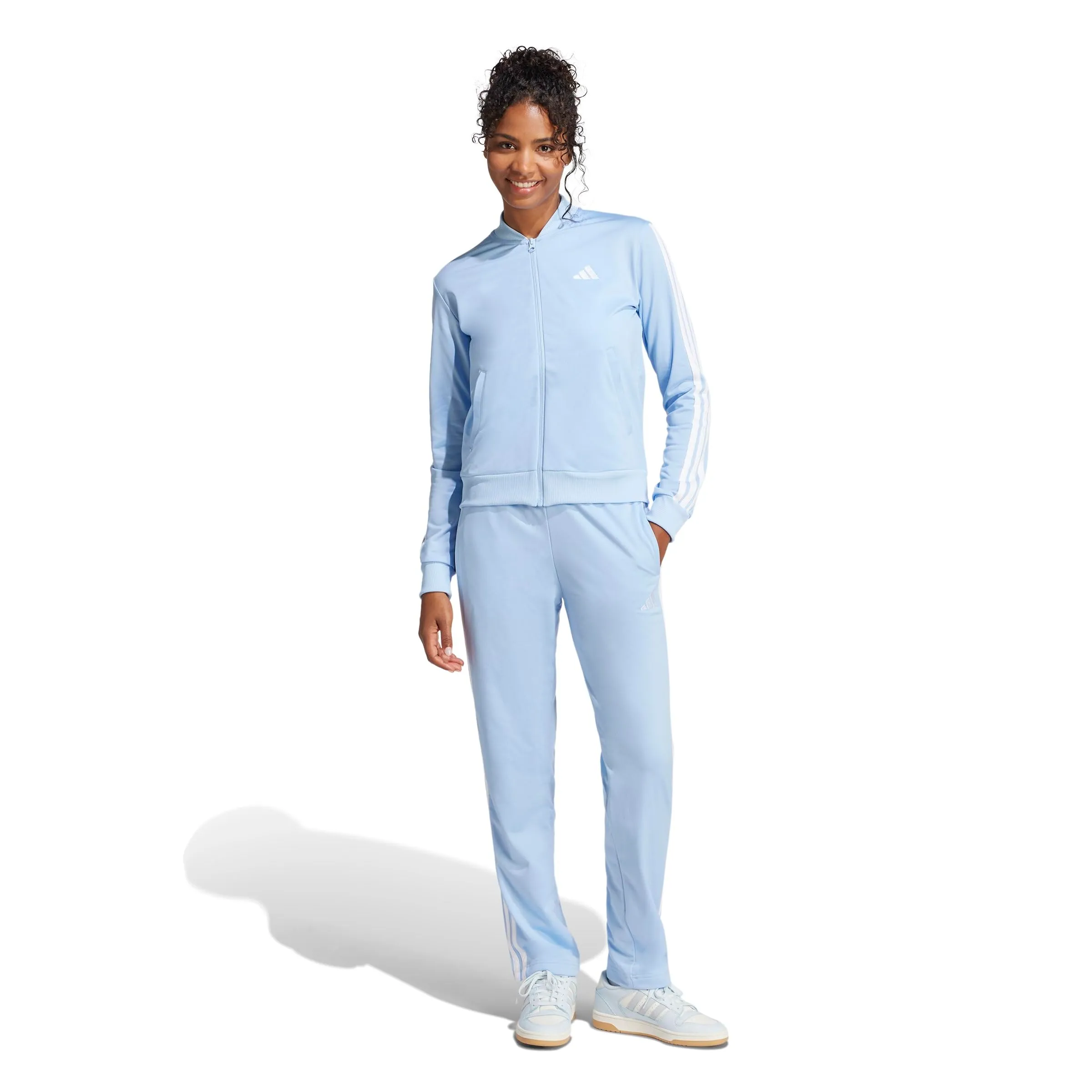adidas Donna Essentials 3-Stripes Track Suit, Glow Blue, M - immagine 3