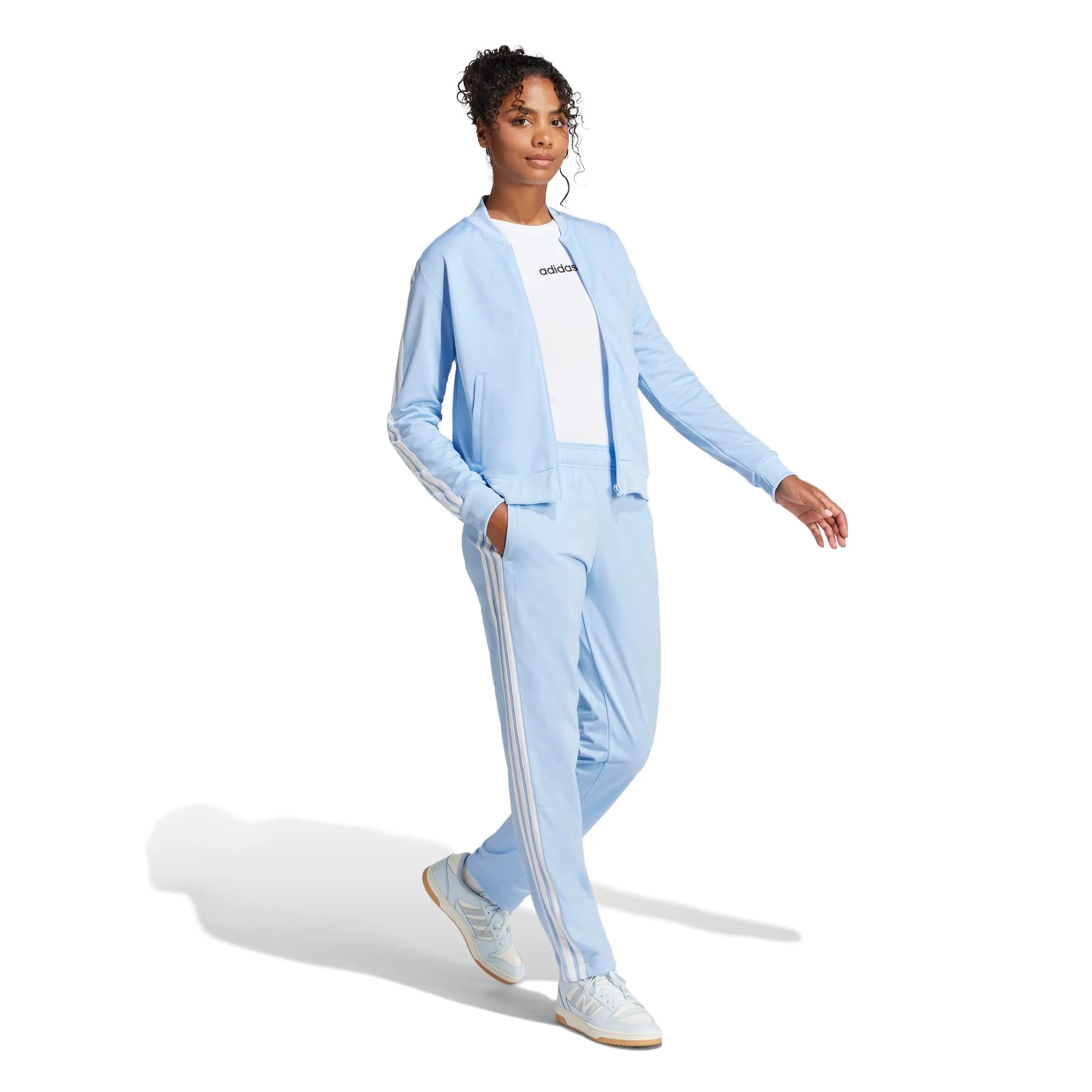 adidas Donna Essentials 3-Stripes Track Suit, Glow Blue, M - immagine 6