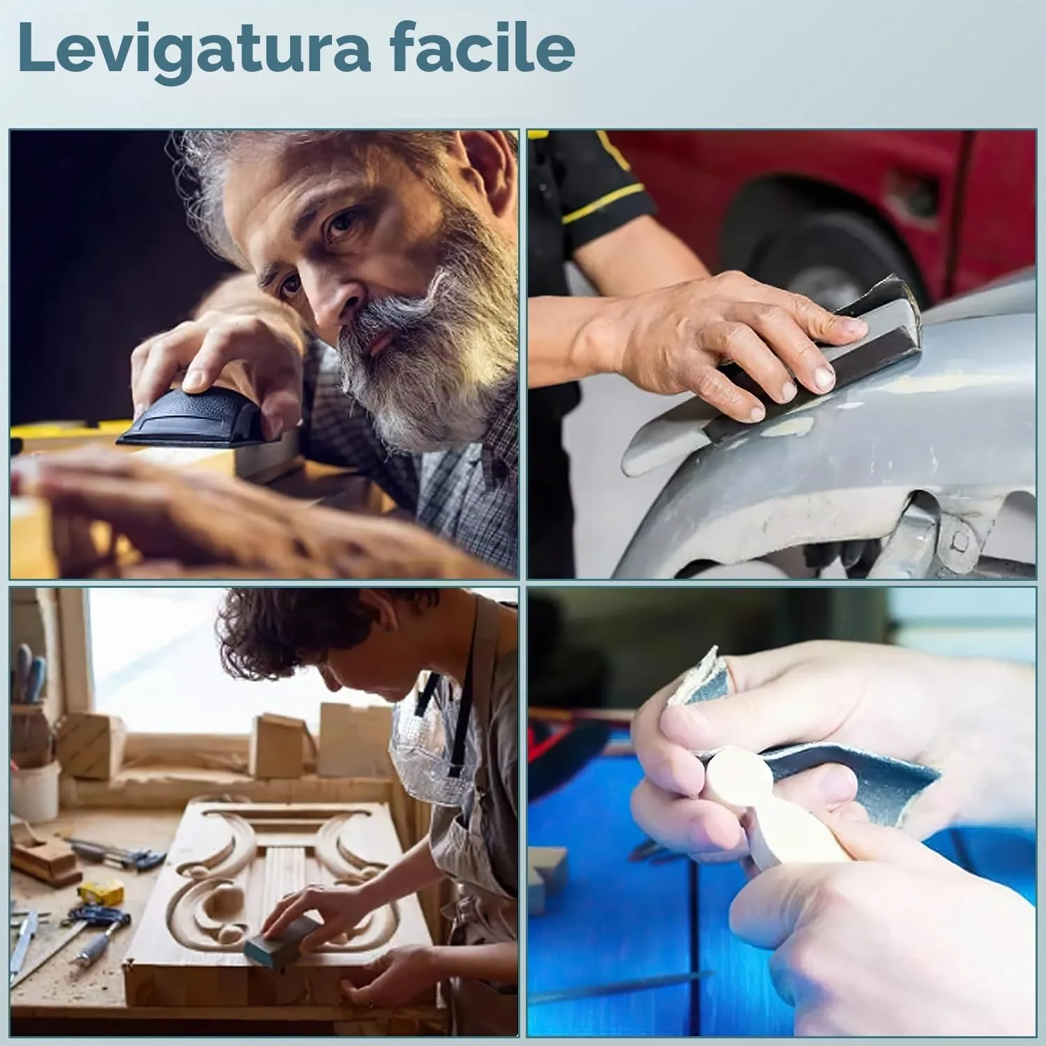 auriikoop Carta Vetrata Umida e Asciutta 23 x 9 cm, Grana 400-3000, 45 Fogli - immagine 4