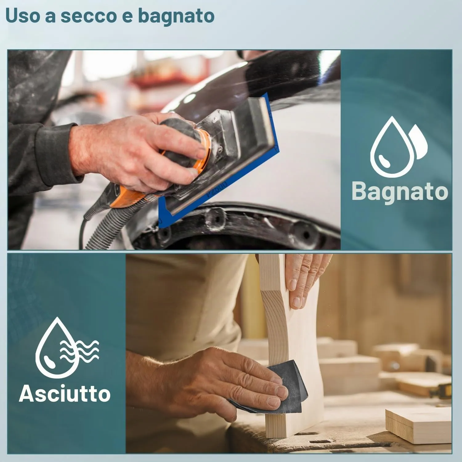 auriikoop Carta Vetrata Umida e Asciutta 23 x 9 cm, Grana 400-3000, 45 Fogli - immagine 5