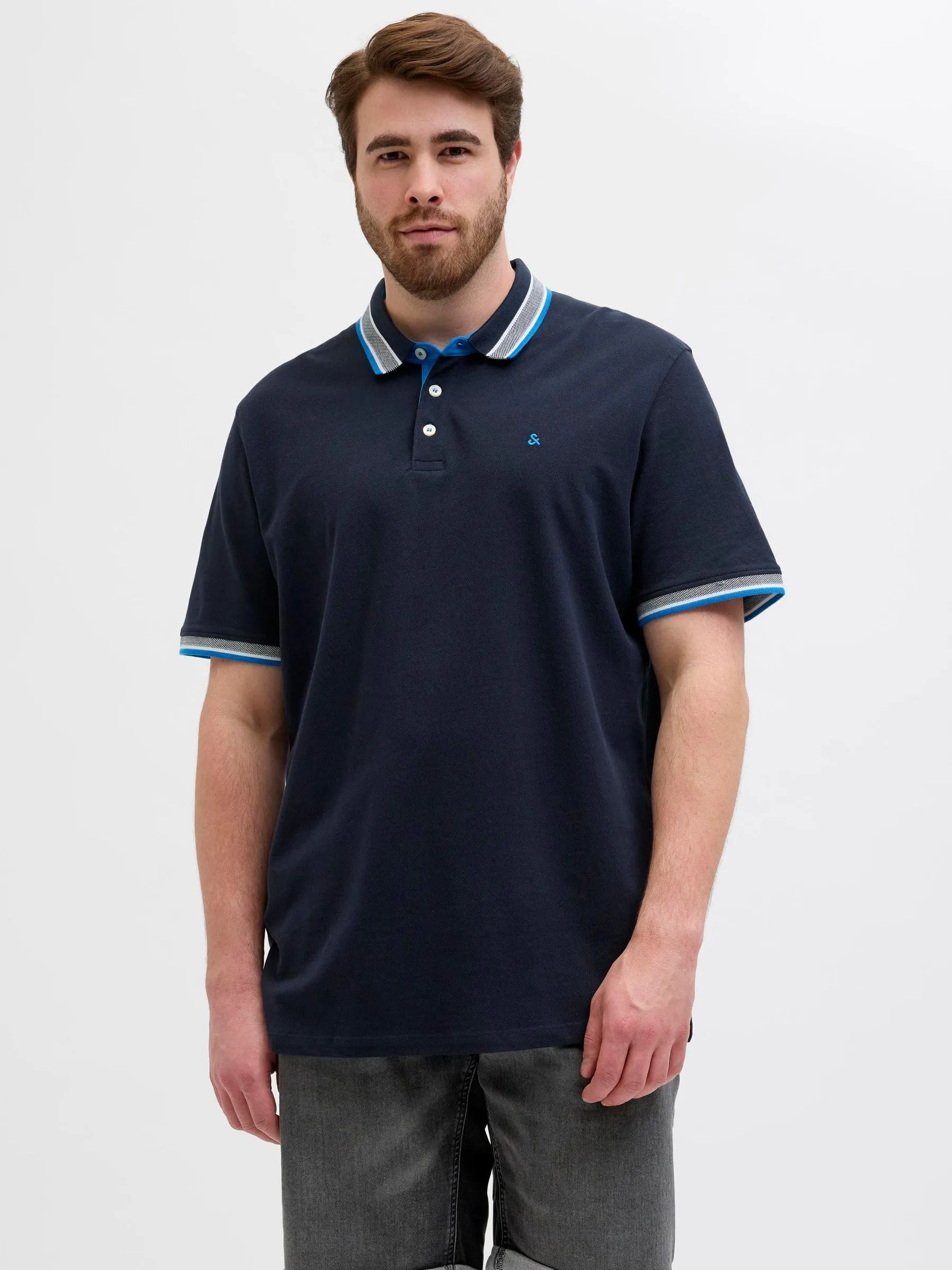 Jack & Jones Plus JJepaulos Polo Short Sleeve - Sky Captain/Neon, 3XL - immagine 2