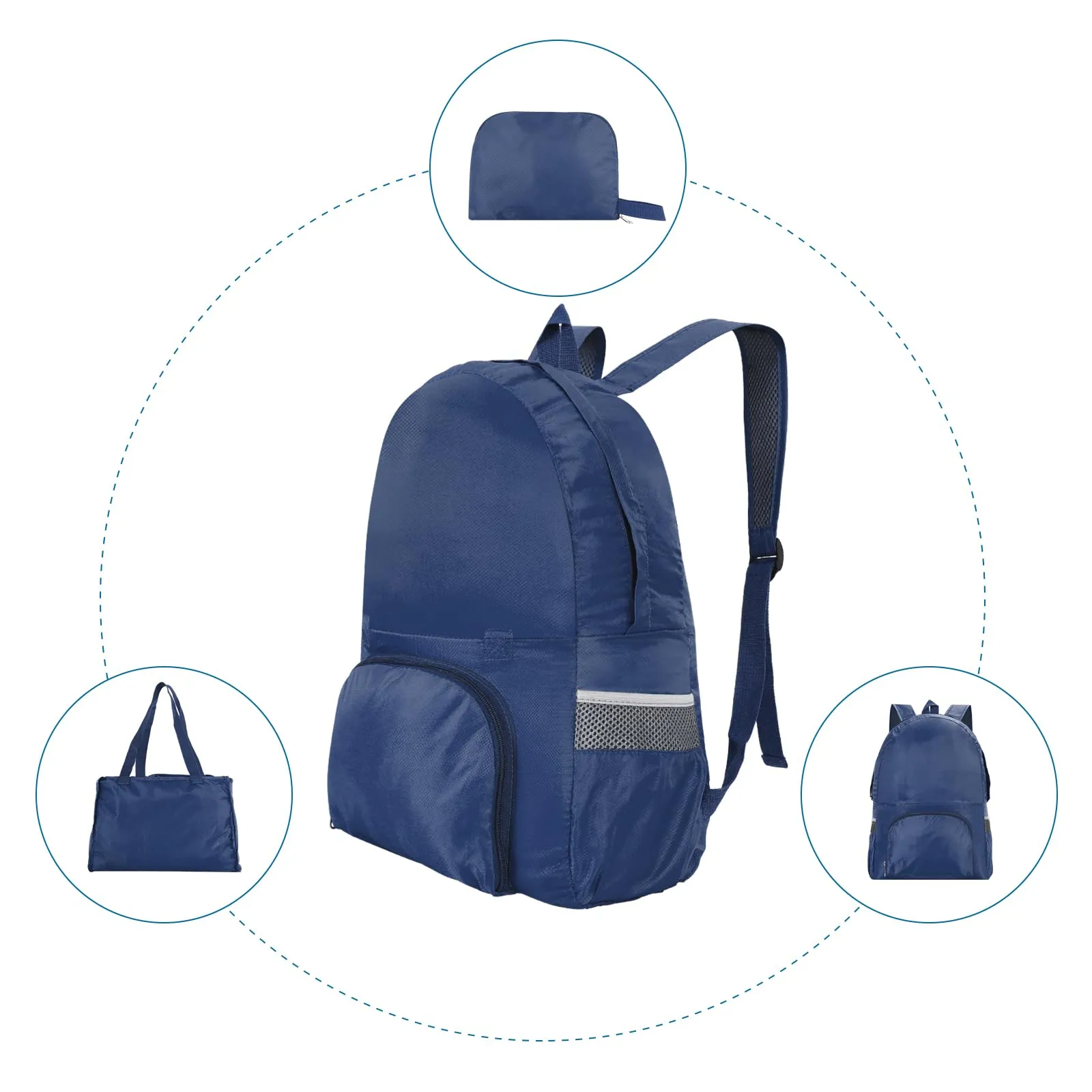 AiQInu Zaino Pieghevole Ultraleggero Impermeabile Unisex, Blu scuro - immagine 2