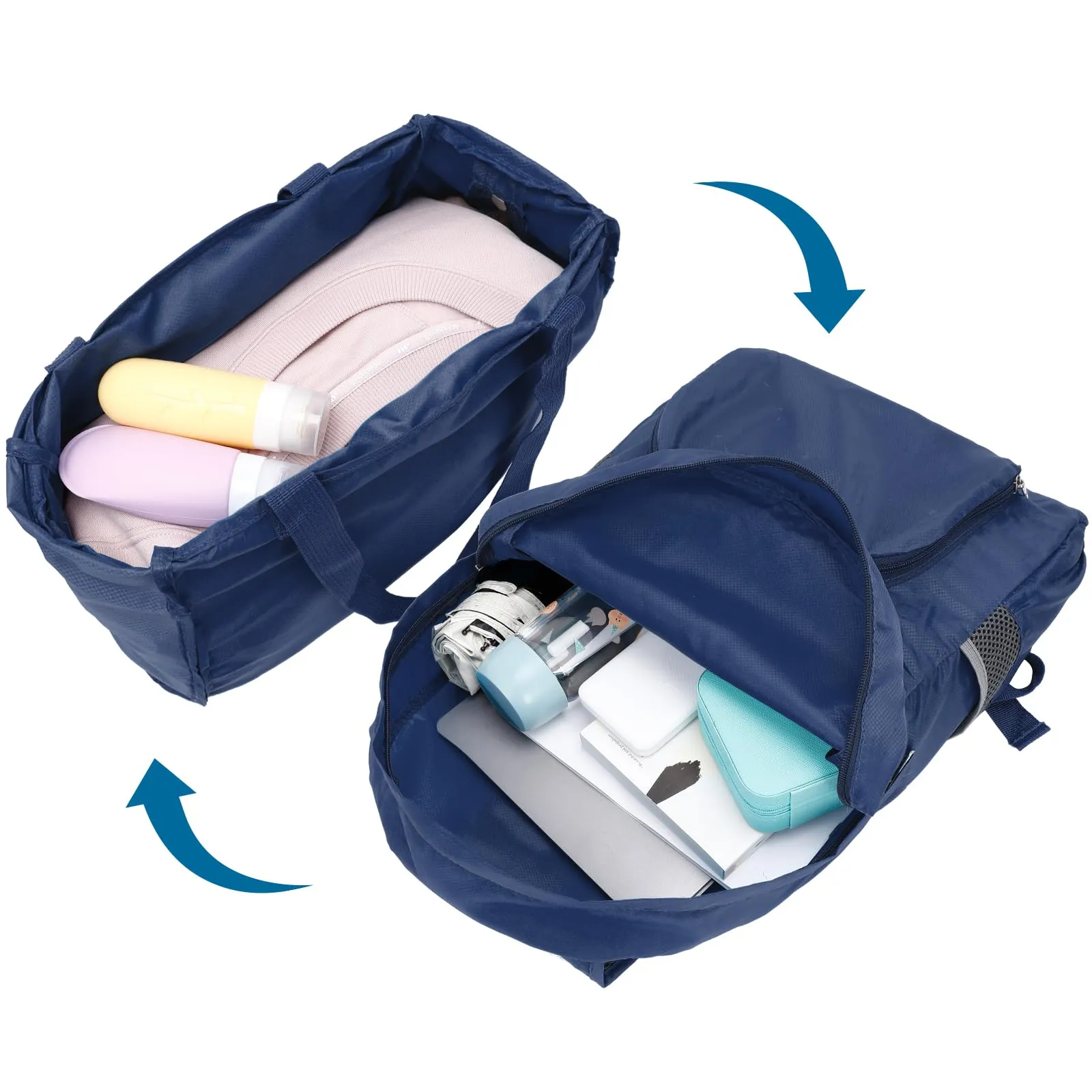 AiQInu Zaino Pieghevole Ultraleggero Impermeabile Unisex, Blu scuro - immagine 5