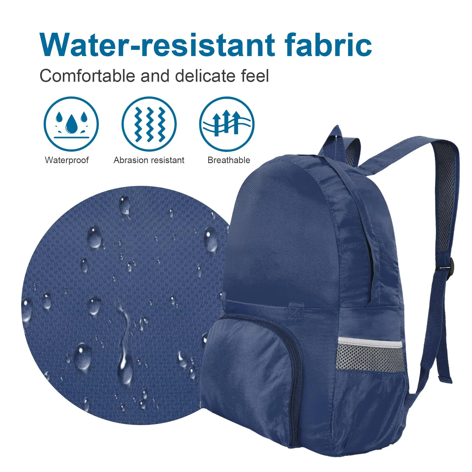 AiQInu Zaino Pieghevole Ultraleggero Impermeabile Unisex, Blu scuro - immagine 6