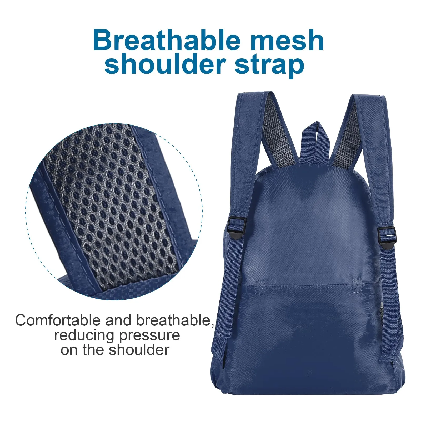 AiQInu Zaino Pieghevole Ultraleggero Impermeabile Unisex, Blu scuro - immagine 7