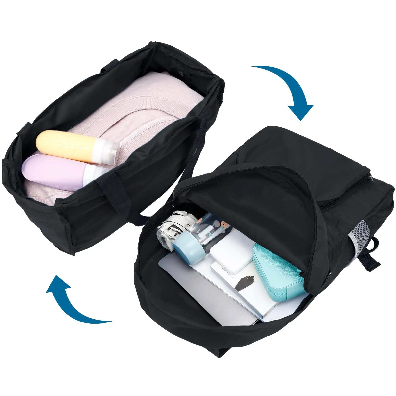 AiQInu Zaino Pieghevole Ultraleggero Impermeabile Multifunzione per Escursionismo, Viaggio e Outdoor (Nero) - immagine 5