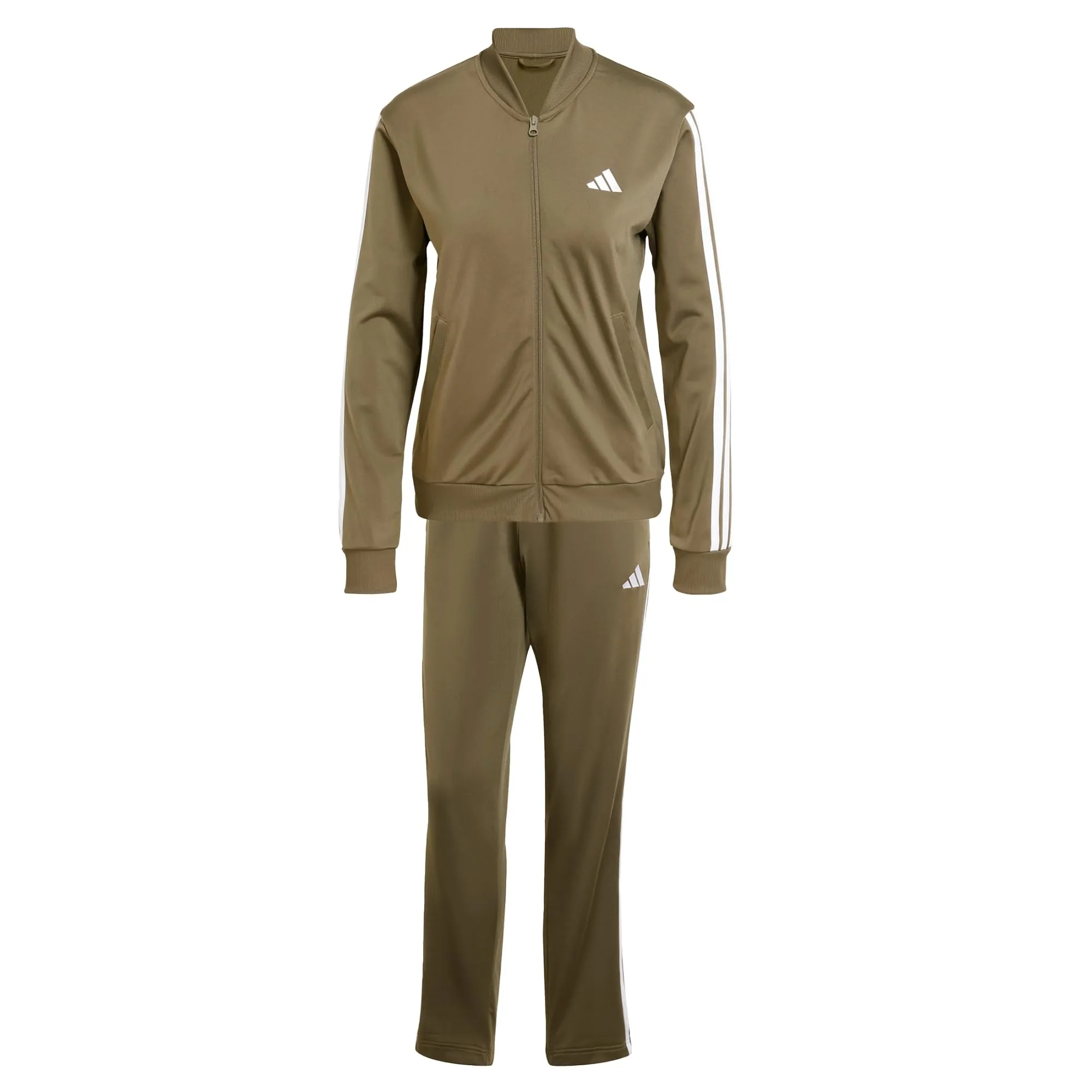 adidas Donna Essentials 3-Stripes Track Suit, Olive Strata, XS - immagine 1