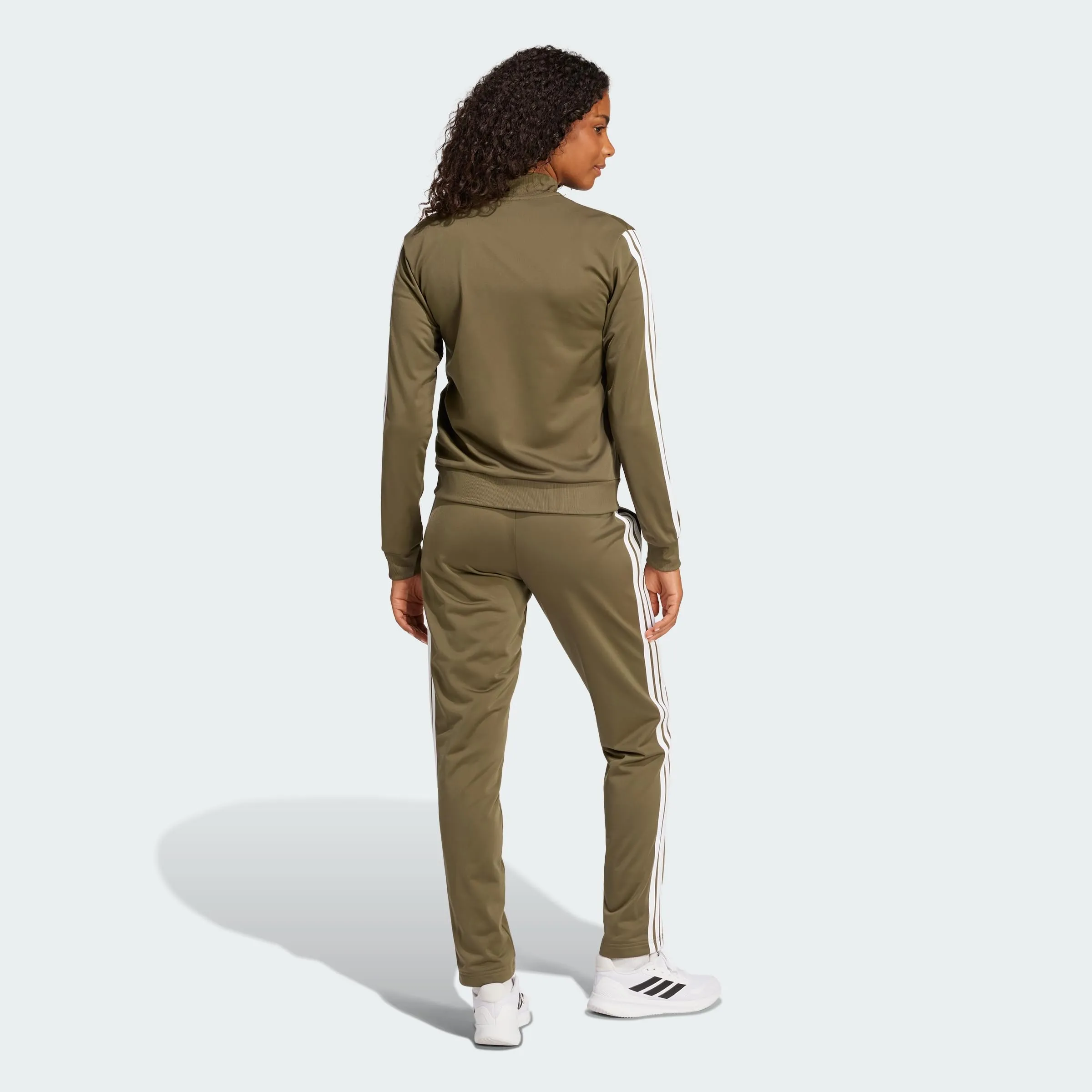 adidas Donna Essentials 3-Stripes Track Suit, Olive Strata, XS - immagine 4