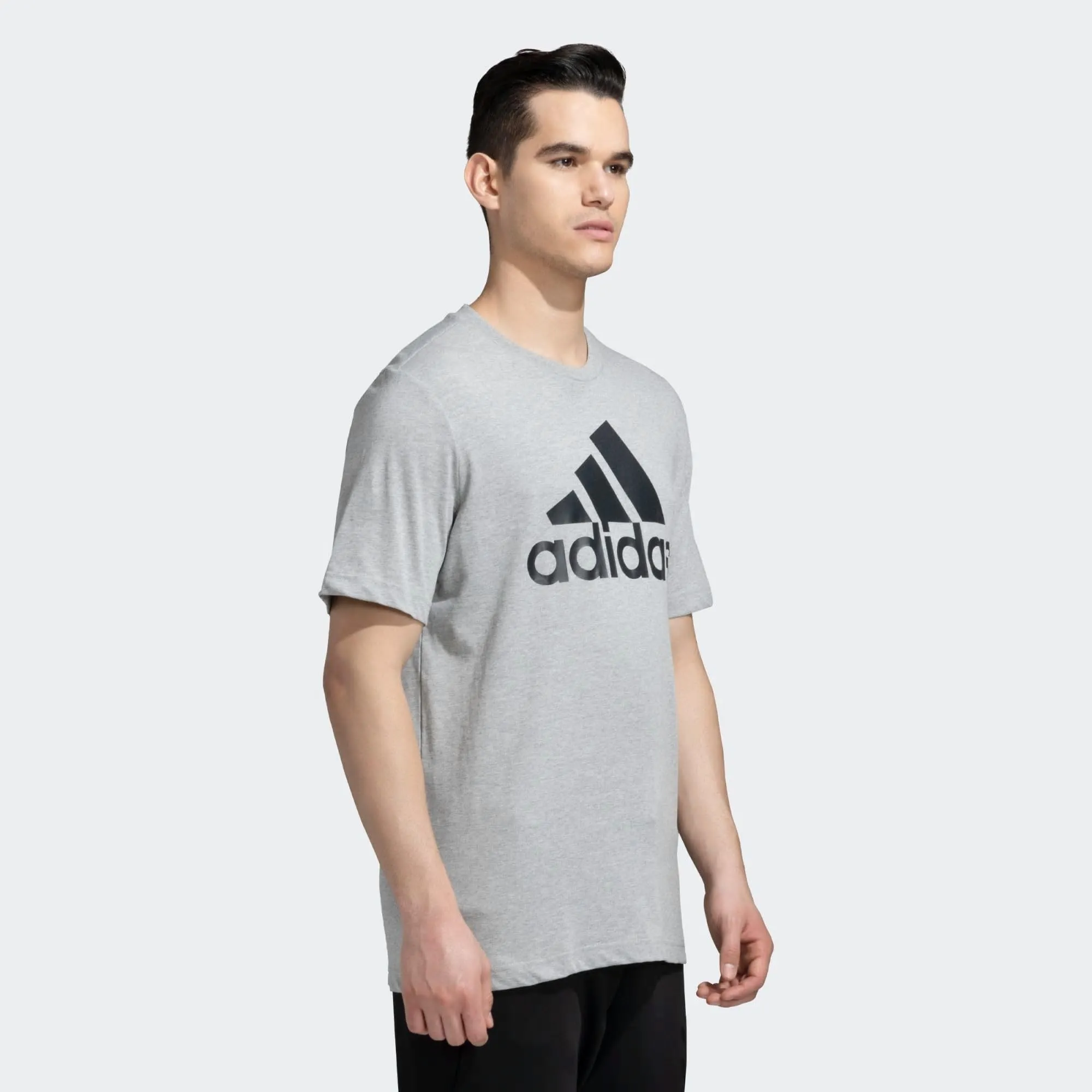 adidas Homme Essentials Big Logo Single Jersey Tee, Medium Grey Heather/Black, XXL - immagine 4