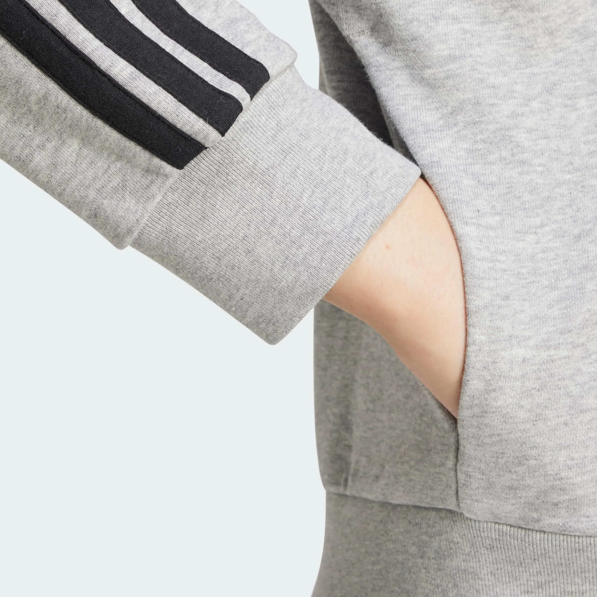 adidas Donna Essentials 3-Stripes French Terry Full Zip Hoodie, Medium Grey Heather/Black, M - immagine 4
