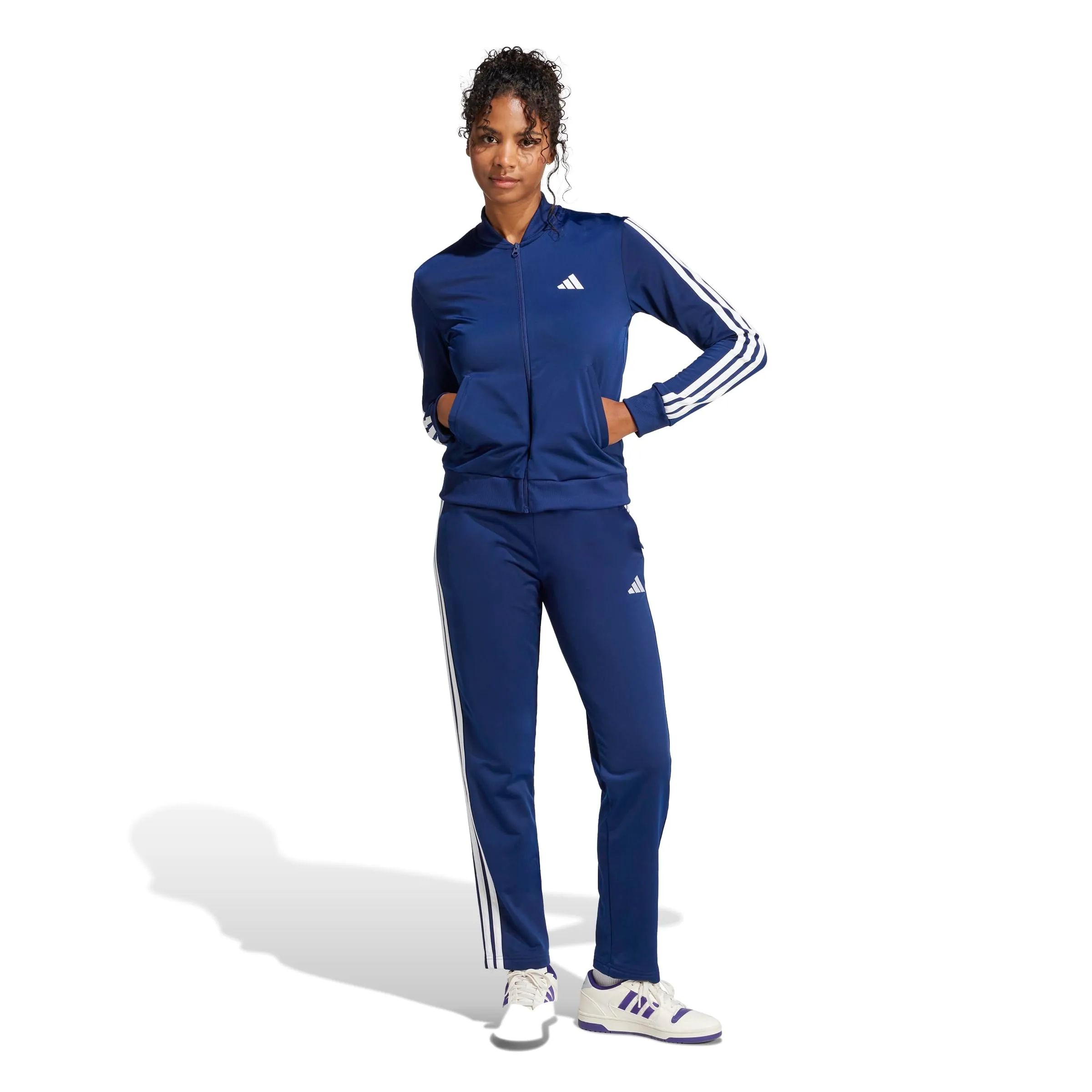 adidas Donna Essentials 3-Stripes Track Suit, Dark Blue, S - immagine 3