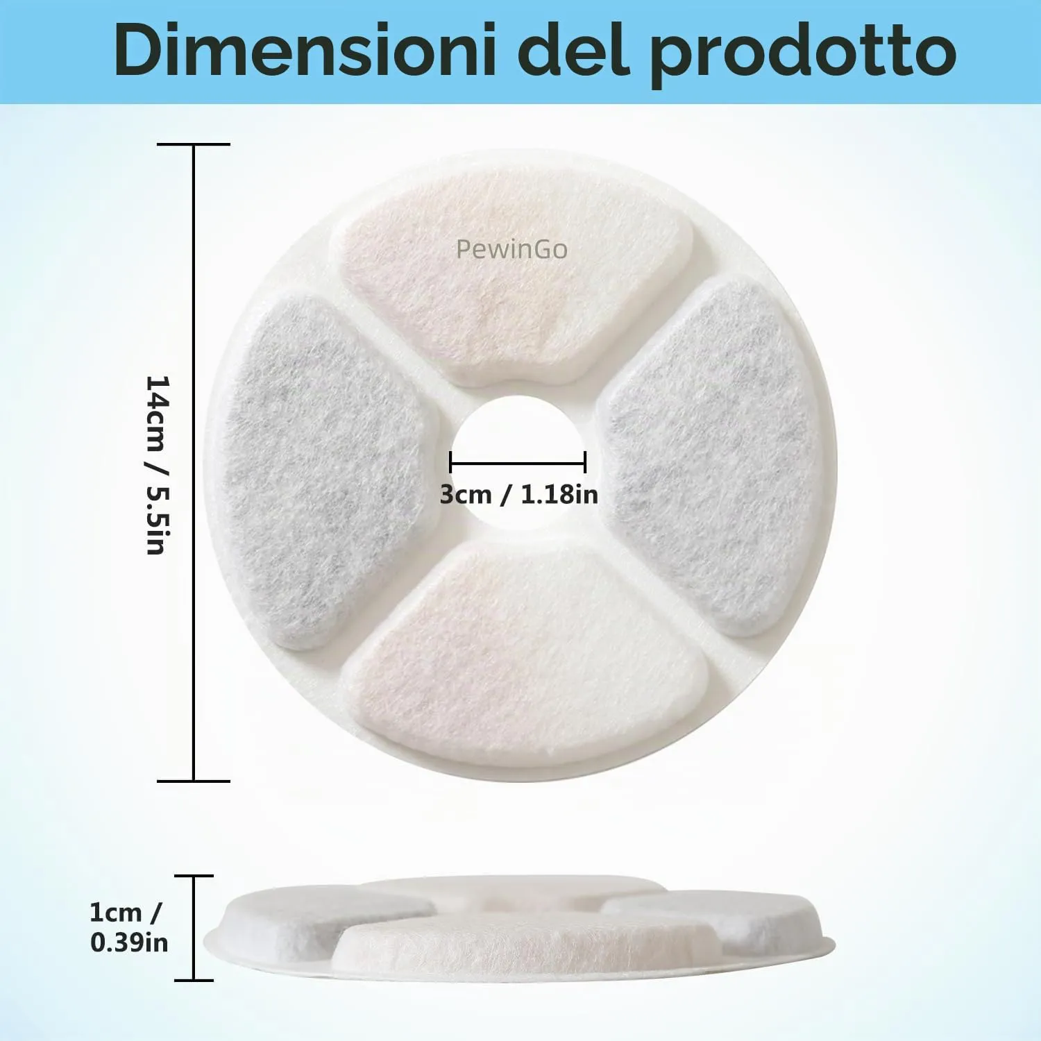 PewinGo Filtri per Fontane Cat-it, 6 Pezzi, Tripla Azione con Resina e Carbone Attivo per Fontane d'Acqua 3L - immagine 3
