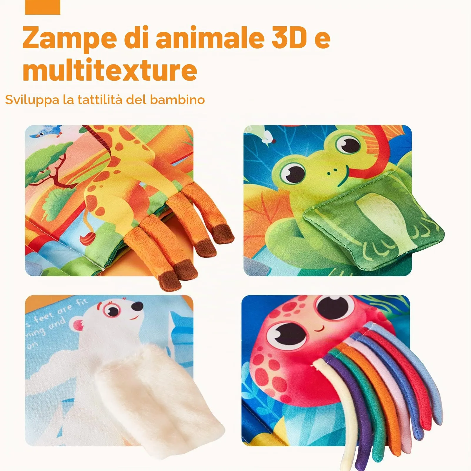 hahaland Libri Sensoriali di Stoffa Animali per Neonato 0-6 Mesi, 2 Pezzi - immagine 3