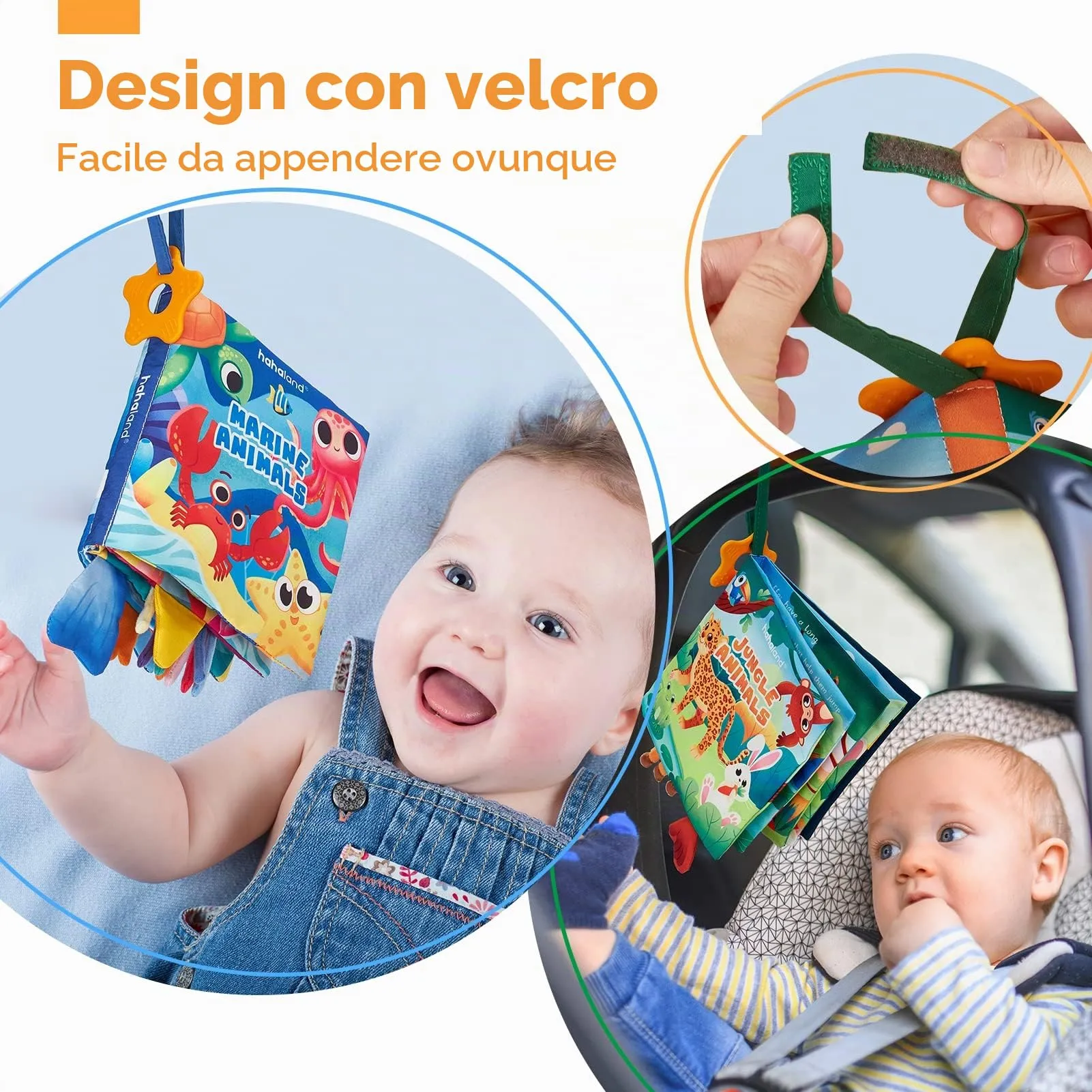 hahaland Libri Sensoriali di Stoffa Animali per Neonato 0-6 Mesi, 2 Pezzi - immagine 7