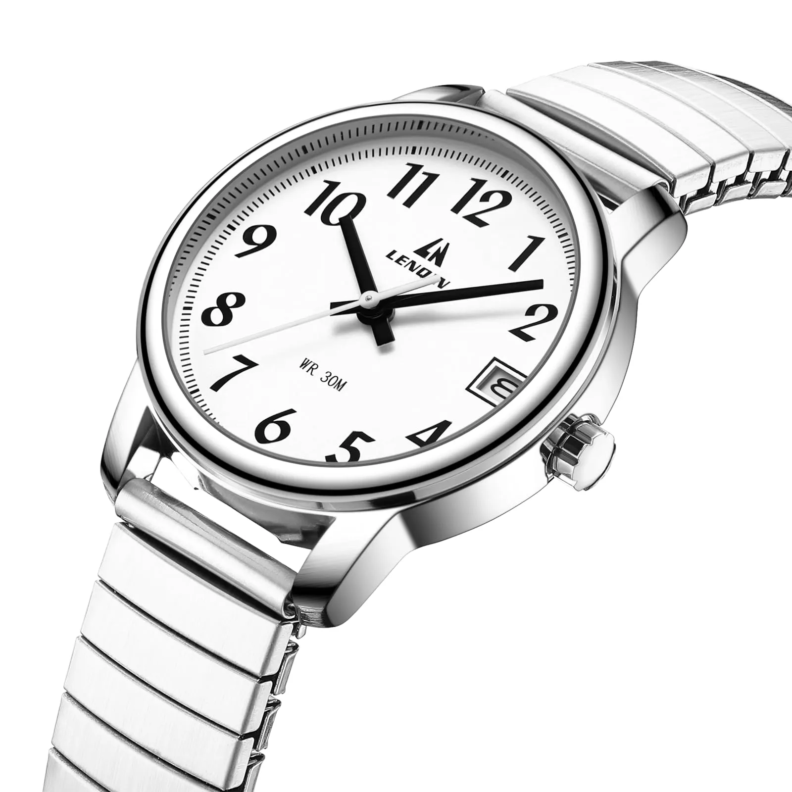 LN LENQIN Orologio Donna in Acciaio Inossidabile Analogico Quarzo 3ATM Argento Bianco L0162 - immagine 3