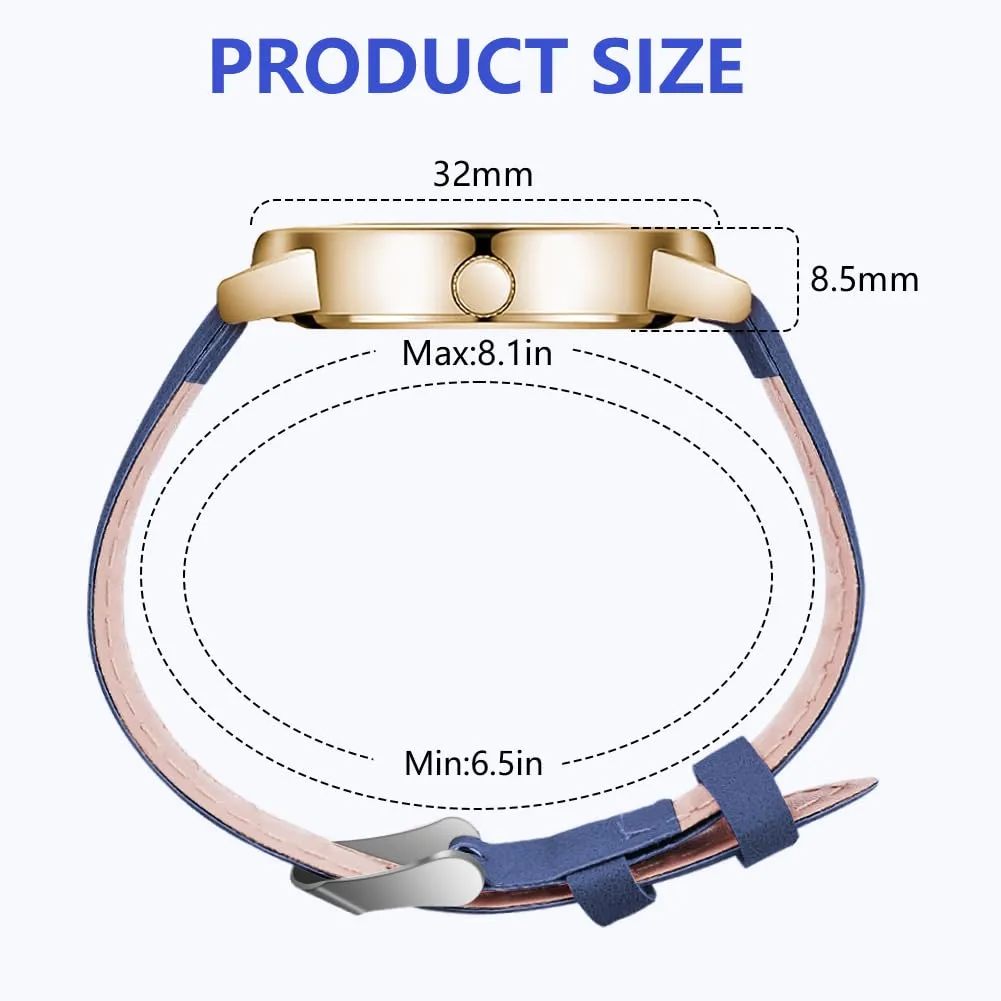 AOOSU Orologio da Donna al Quarzo Analogico con Cinturino Satinato (Blu) - immagine 2