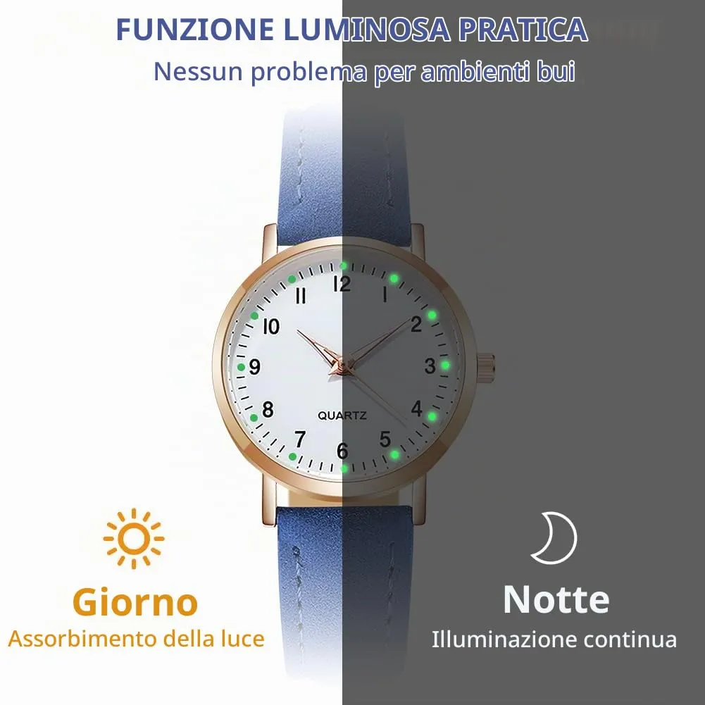 AOOSU Orologio da Donna al Quarzo Analogico con Cinturino Satinato (Blu) - immagine 4
