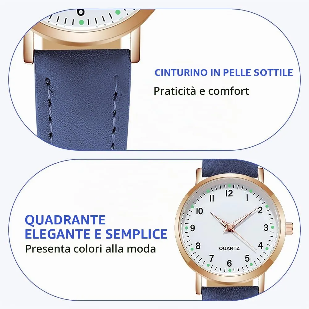 AOOSU Orologio da Donna al Quarzo Analogico con Cinturino Satinato (Blu) - immagine 5