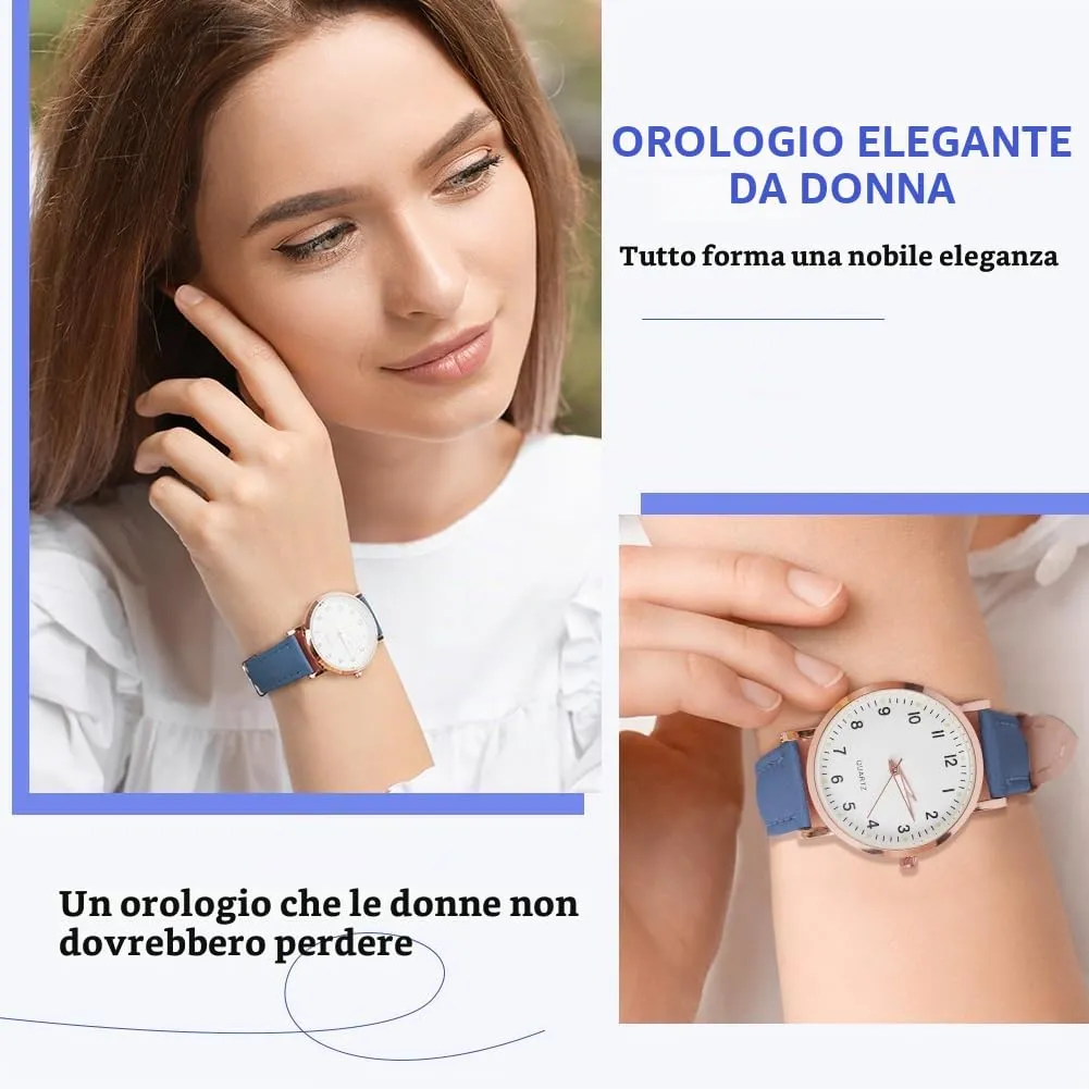 AOOSU Orologio da Donna al Quarzo Analogico con Cinturino Satinato (Blu) - immagine 6