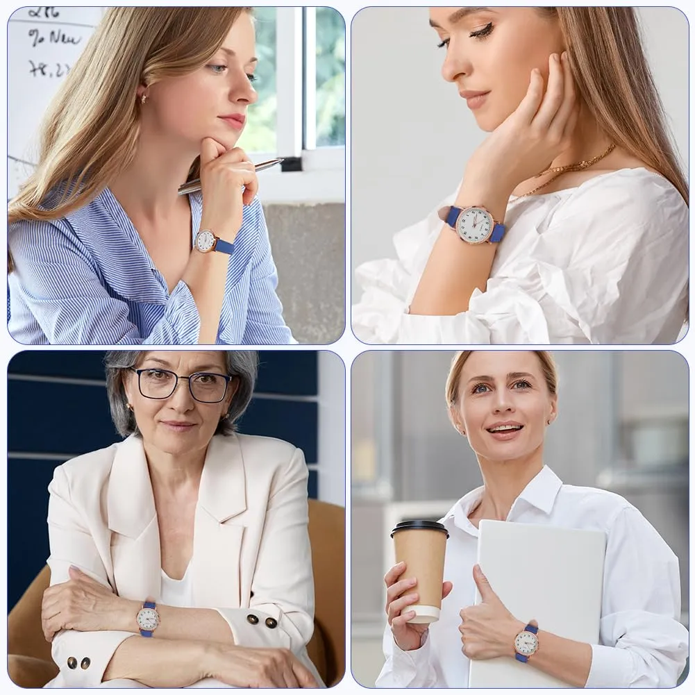 AOOSU Orologio da Donna al Quarzo Analogico con Cinturino Satinato (Blu) - immagine 7
