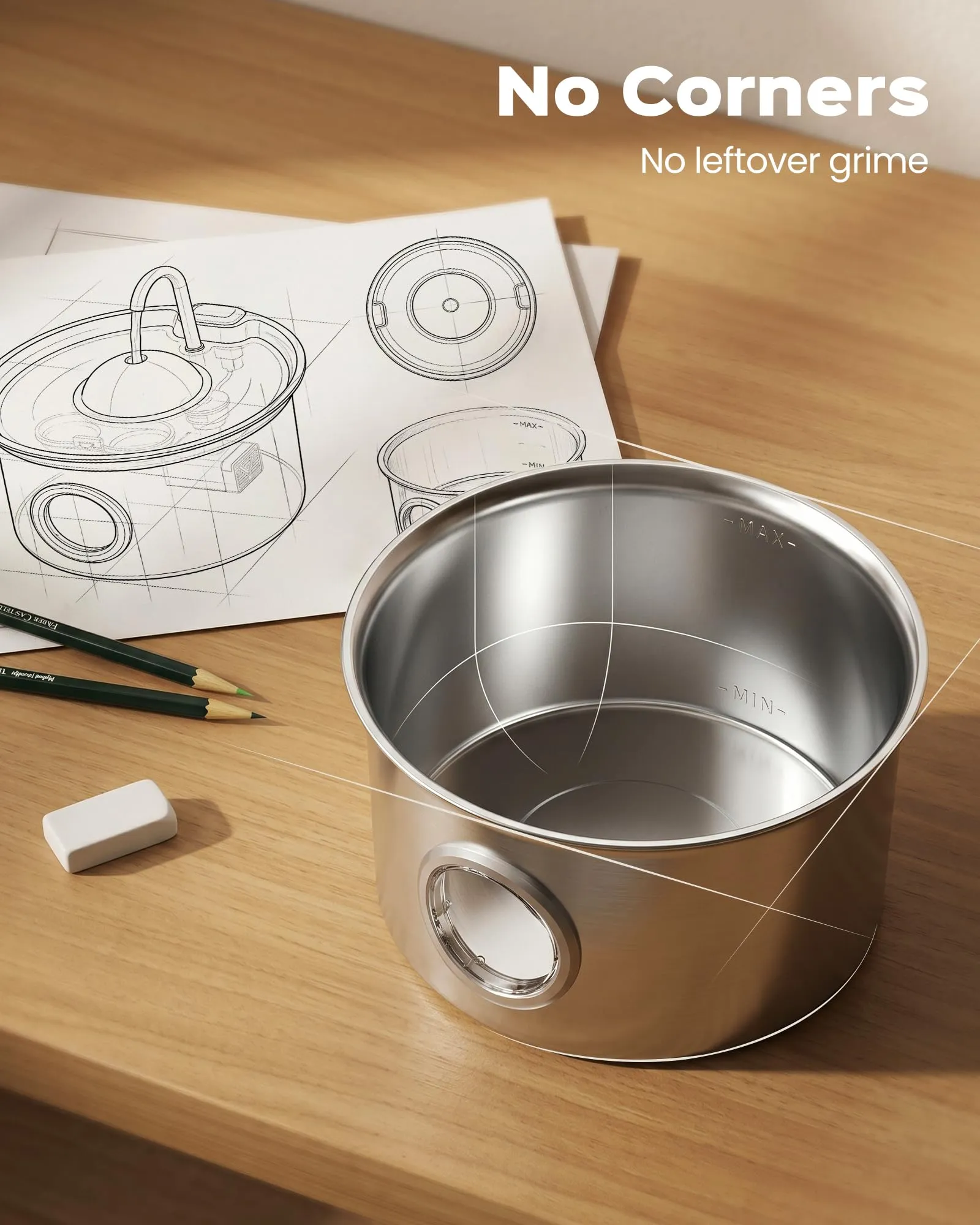 Dctrod Fontana per Gatti in Acciaio Inox, 2.6L, Distributore Acqua Automatico e Silenzioso con 8 Filtri e 8 Spugne - immagine 8