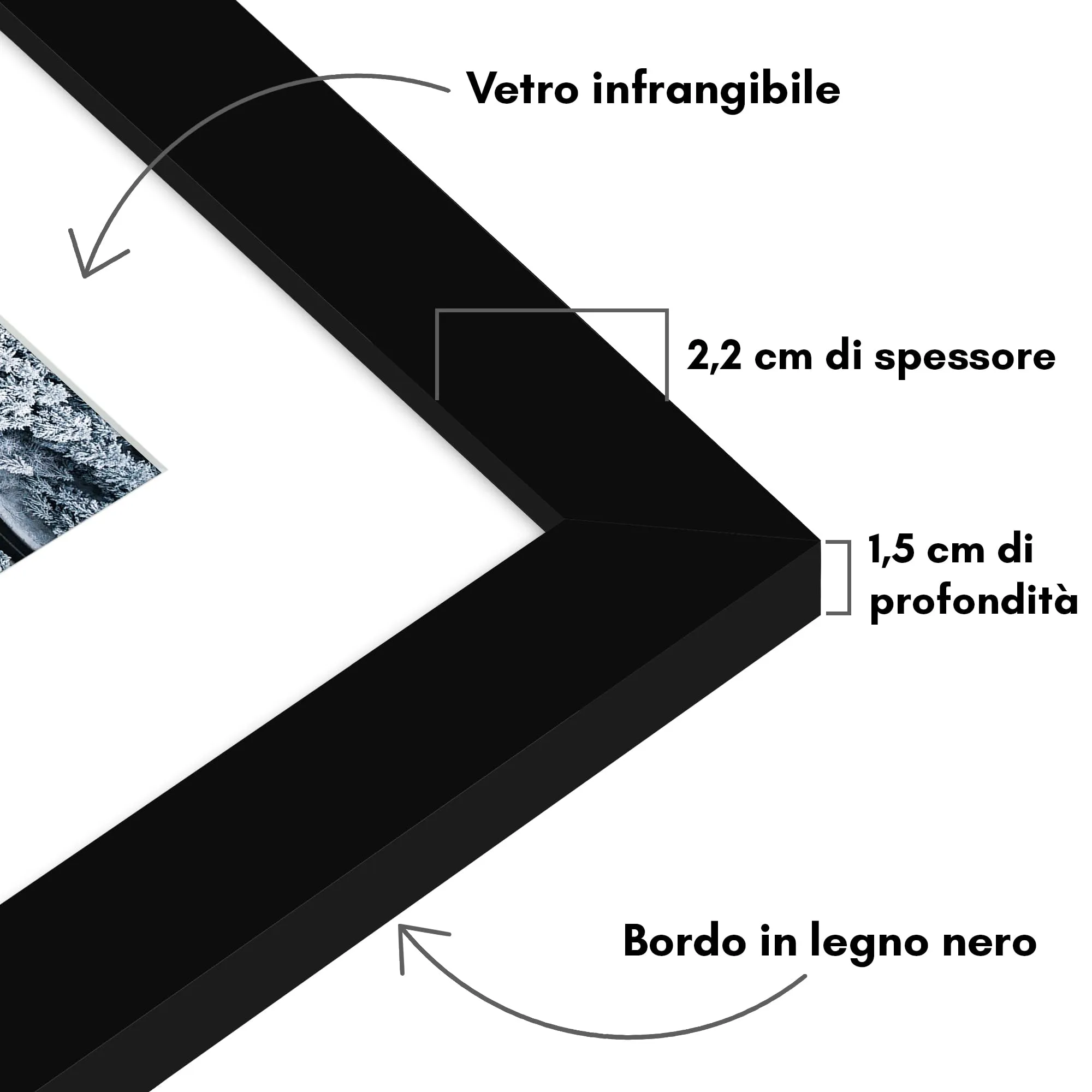 Americanflat Set di 2 Cornici 15x21 cm Nere con Passepartout per foto 10x15 cm - immagine 3