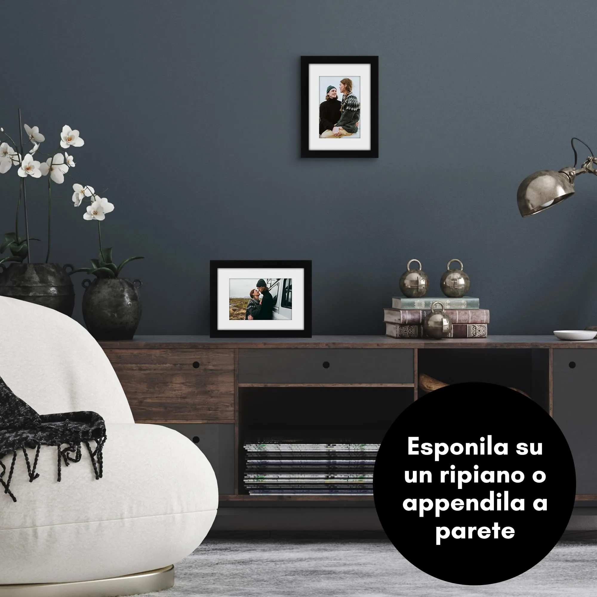 Americanflat Set di 2 Cornici 15x21 cm Nere con Passepartout per foto 10x15 cm - immagine 4