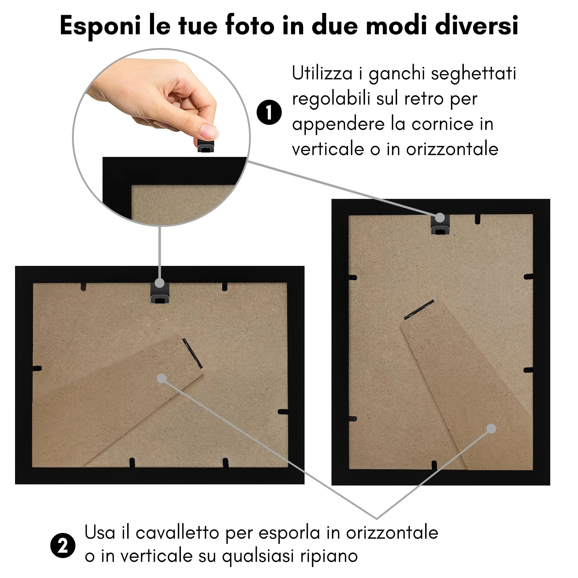 Americanflat Set di 2 Cornici 15x21 cm Nere con Passepartout per foto 10x15 cm - immagine 5