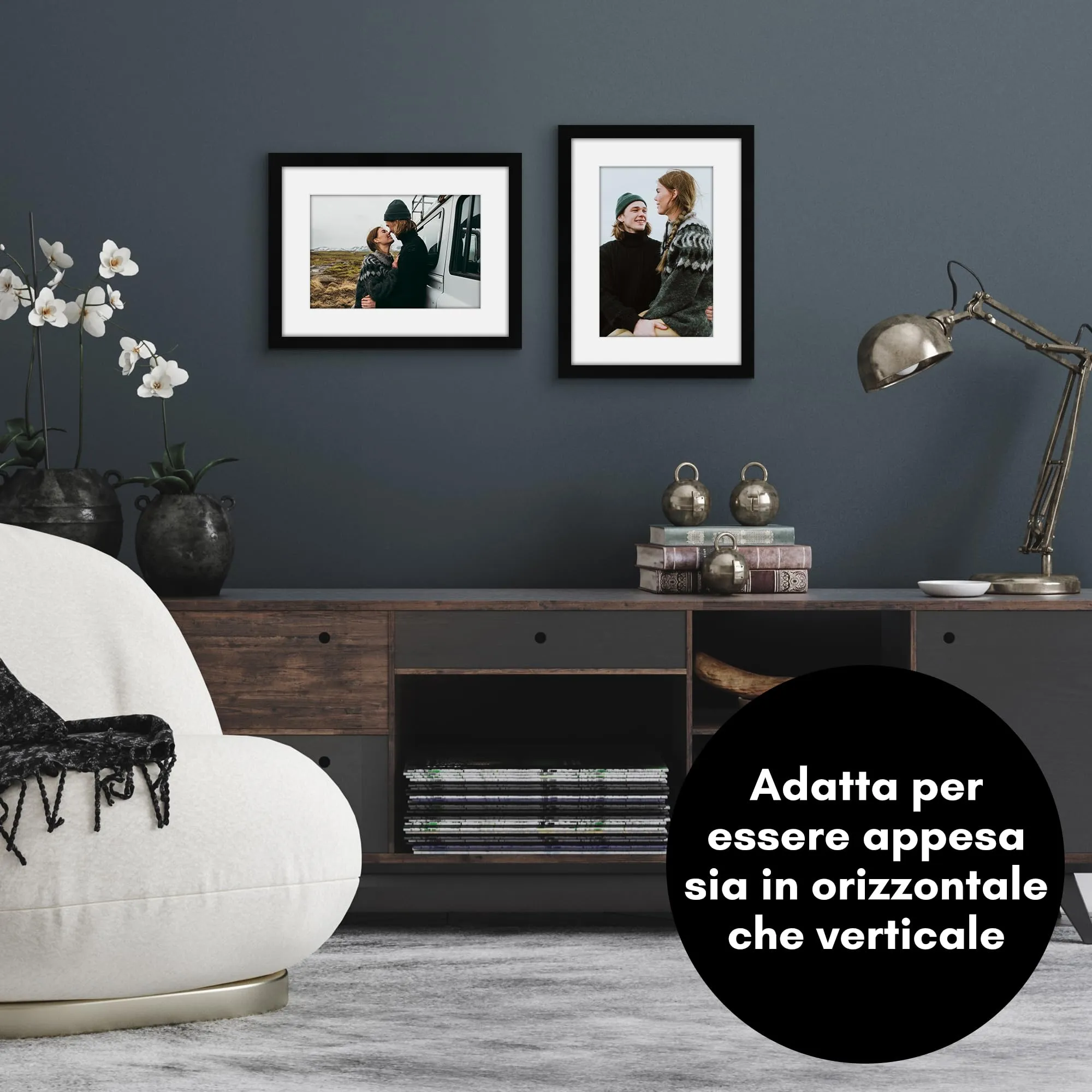 Americanflat Cornice 30x40 cm Nera con Passepartout in Legno MDF - immagine 4
