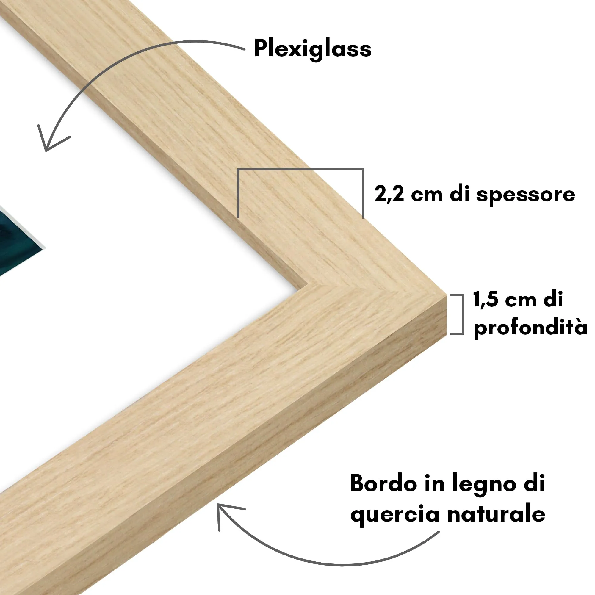 Americanflat Cornice 35x35 cm Rovere Chiaro con Passepartout 25x25 cm in Legno MDF - immagine 5