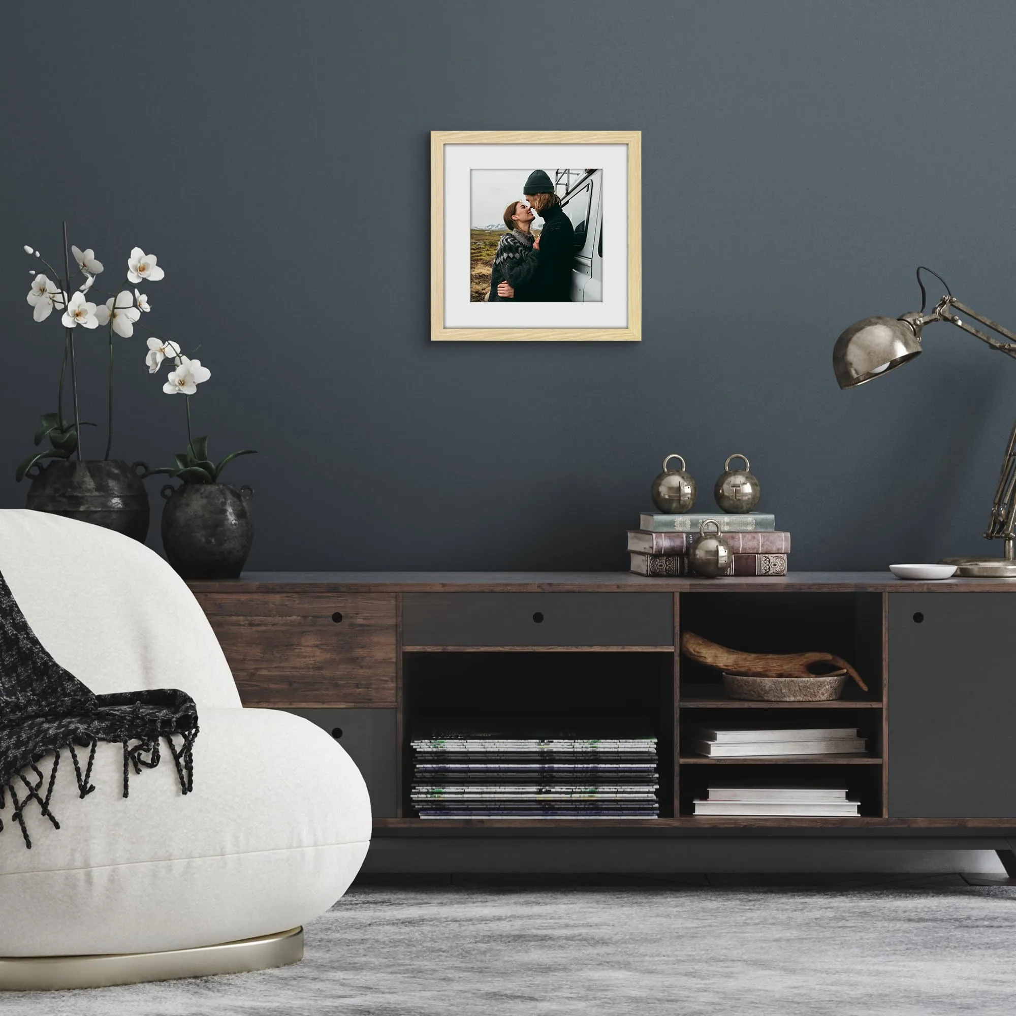Americanflat Cornice 35x35 cm Rovere Chiaro con Passepartout 25x25 cm in Legno MDF - immagine 6