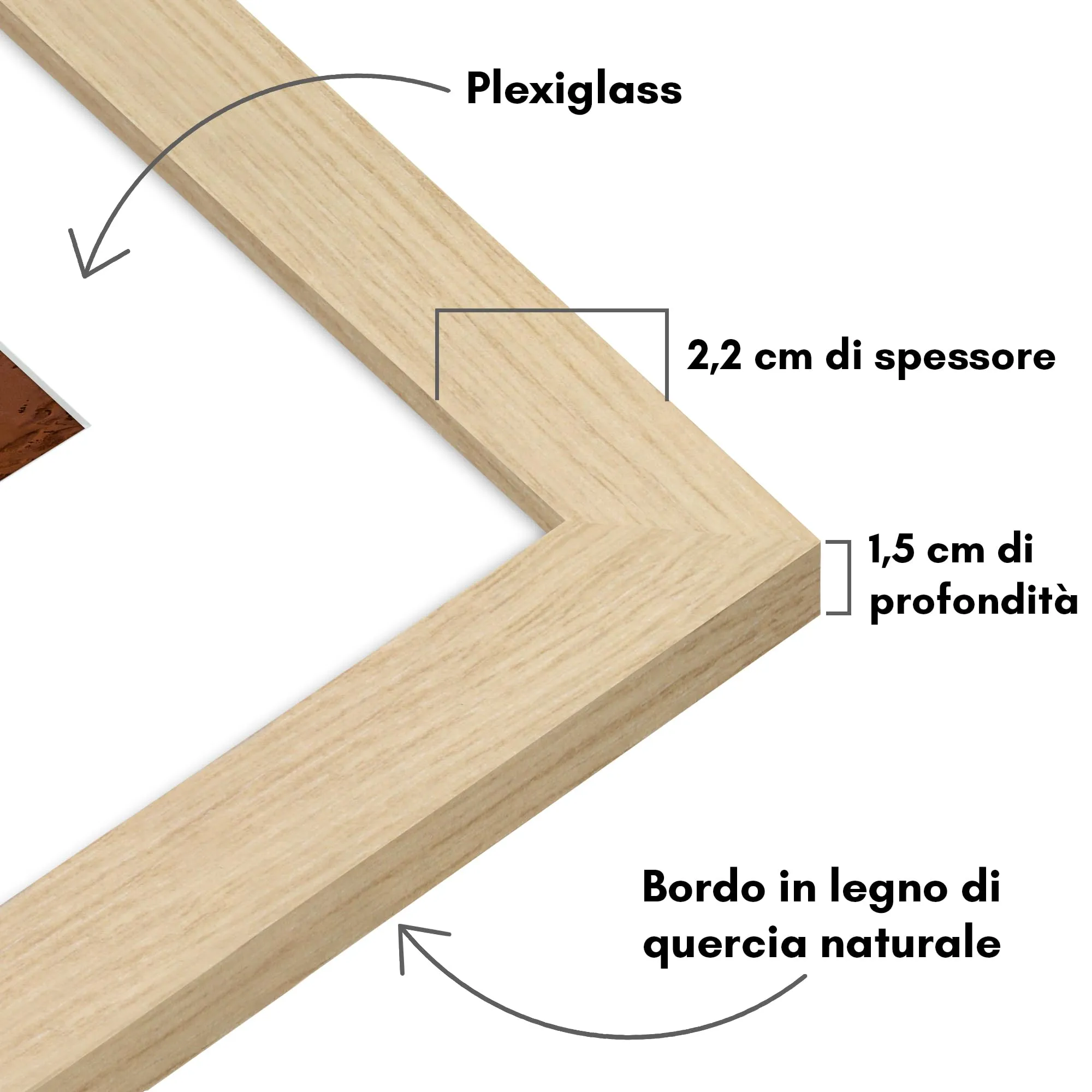 Americanflat Cornice Rovere Chiaro 30x45 cm con Passepartout per foto 20x30 cm - immagine 3