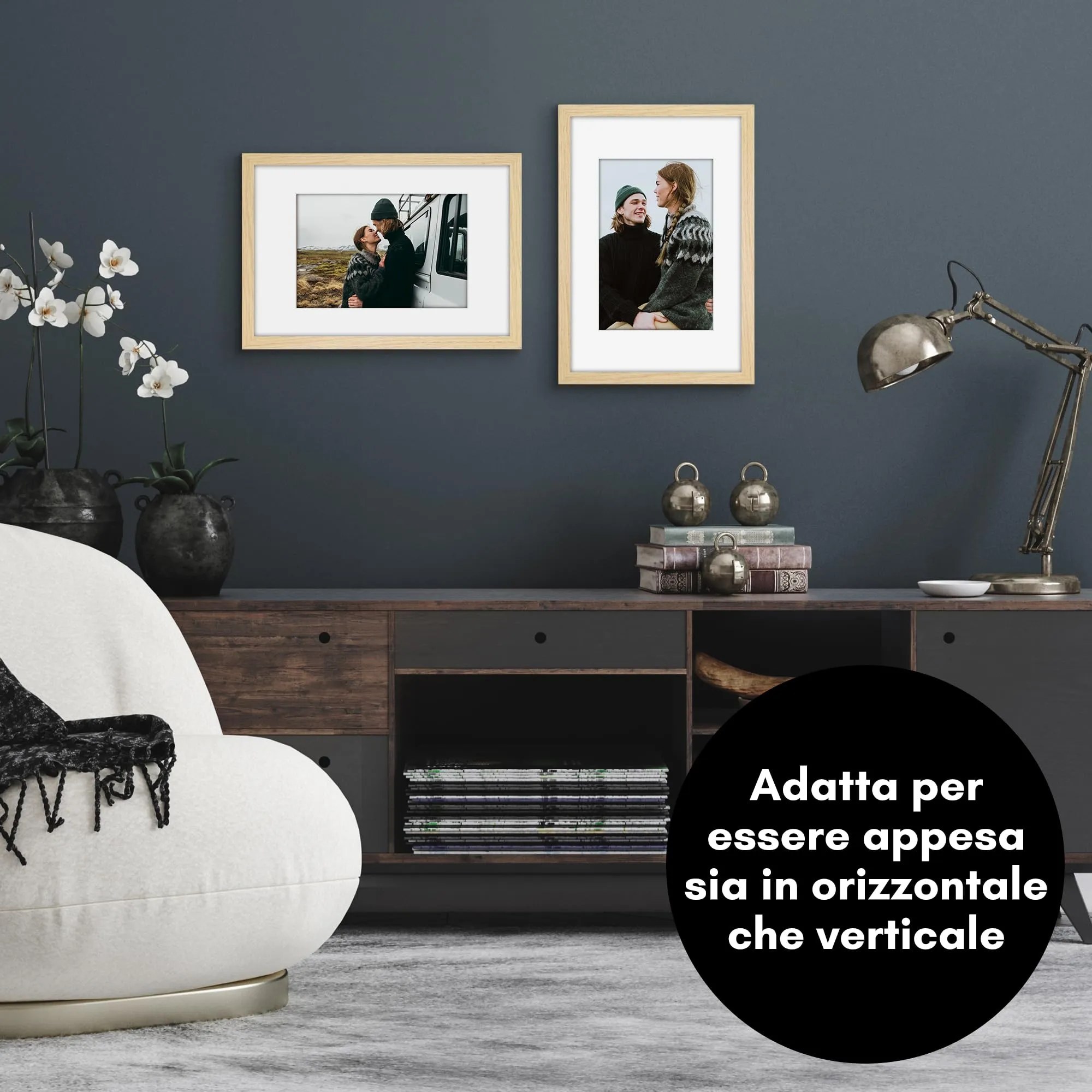 Americanflat Cornice Rovere Chiaro 30x45 cm con Passepartout per foto 20x30 cm - immagine 4